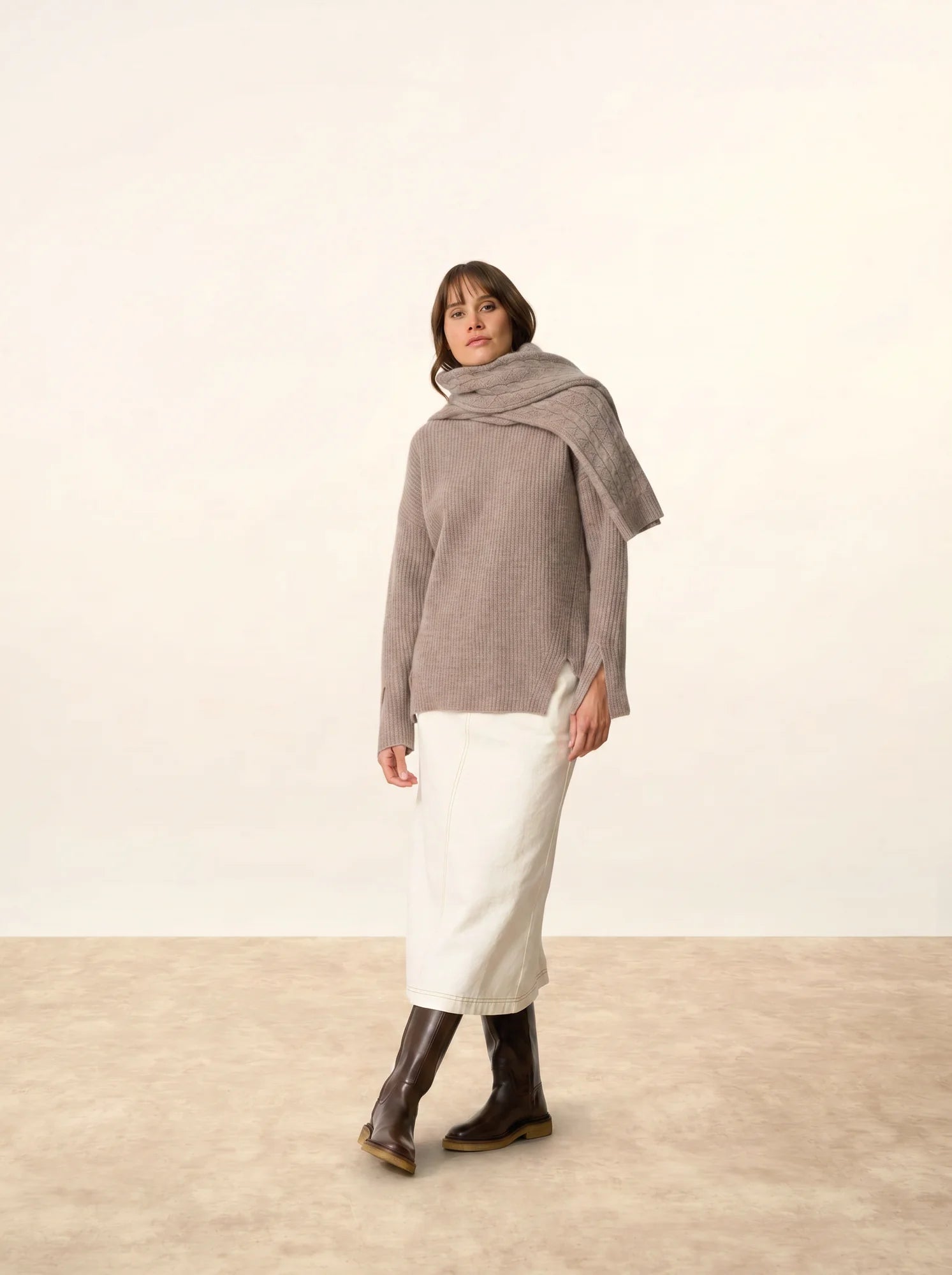 LOUISE pullover stehkragen 4-fädig caribou meliert