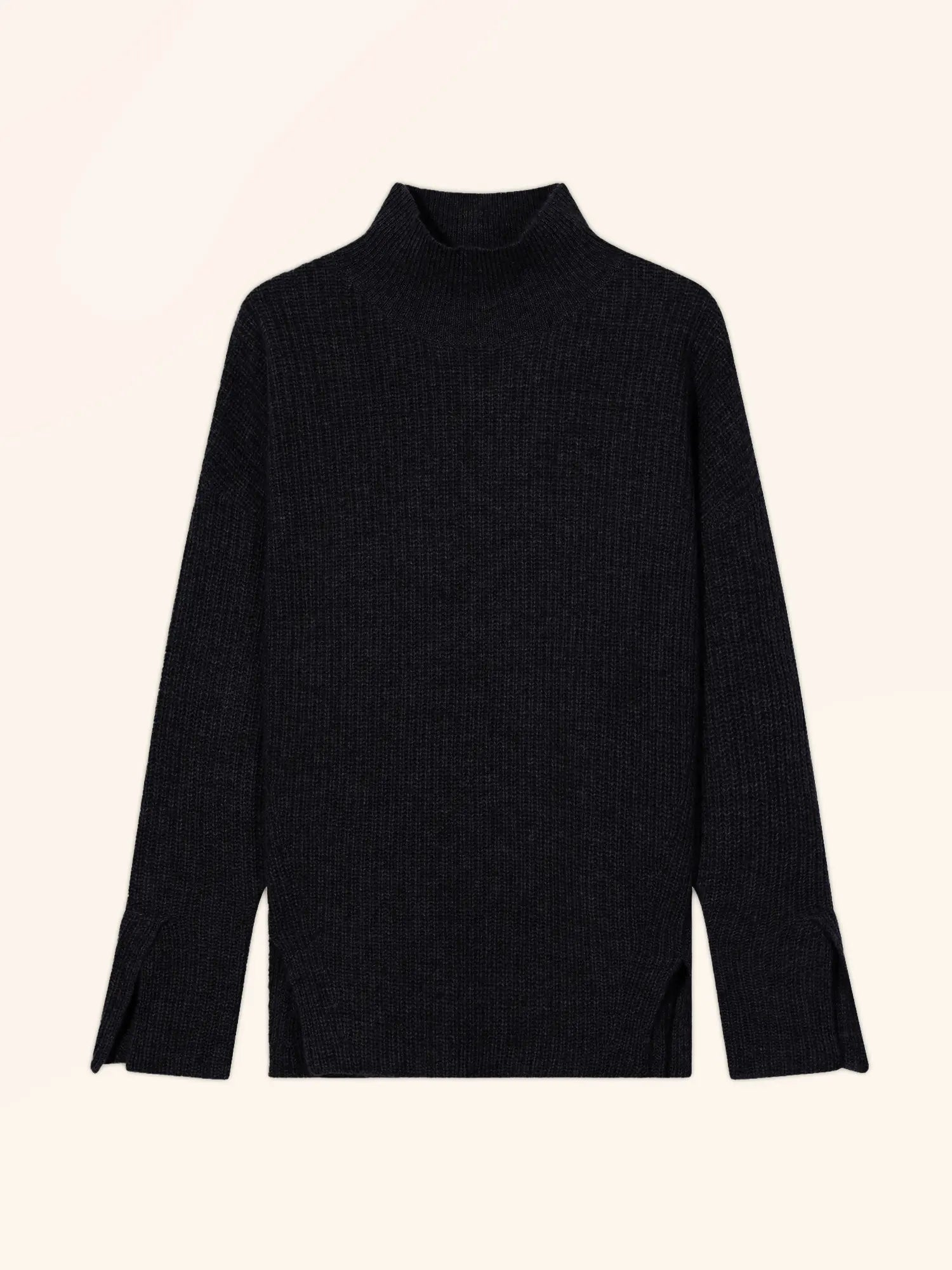 LOUISE pullover stehkragen 4-fädig schwarz meliert
