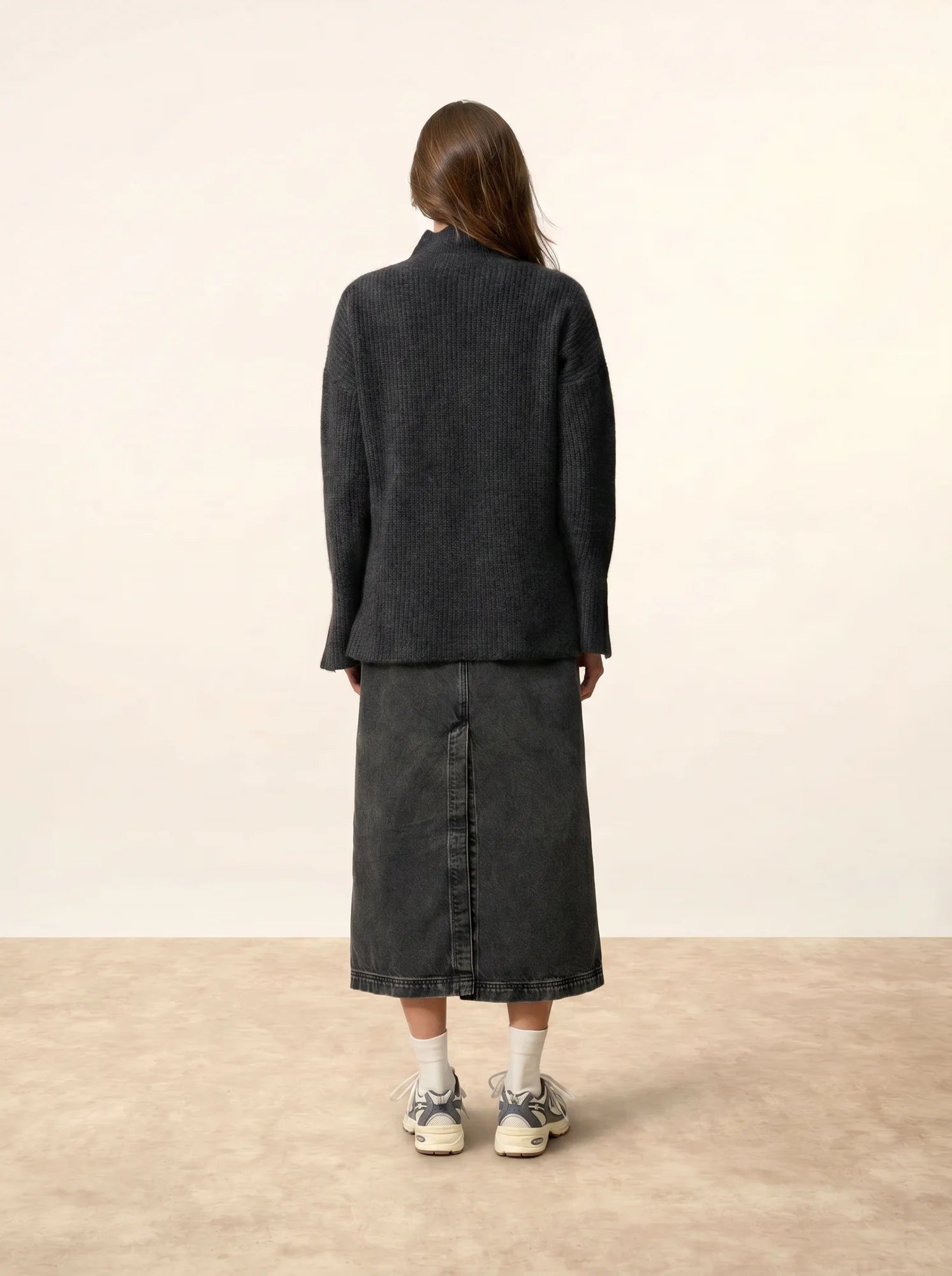 LOUISE pullover stehkragen 4-fädig schwarz meliert