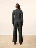 OLIVIA Pull Col Rond 8 Fils Carbone Chiné