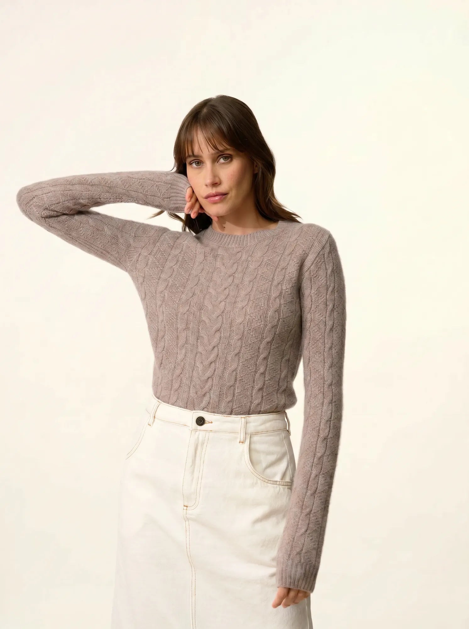 OLIVIA pull col rond 8 fils caribou chiné