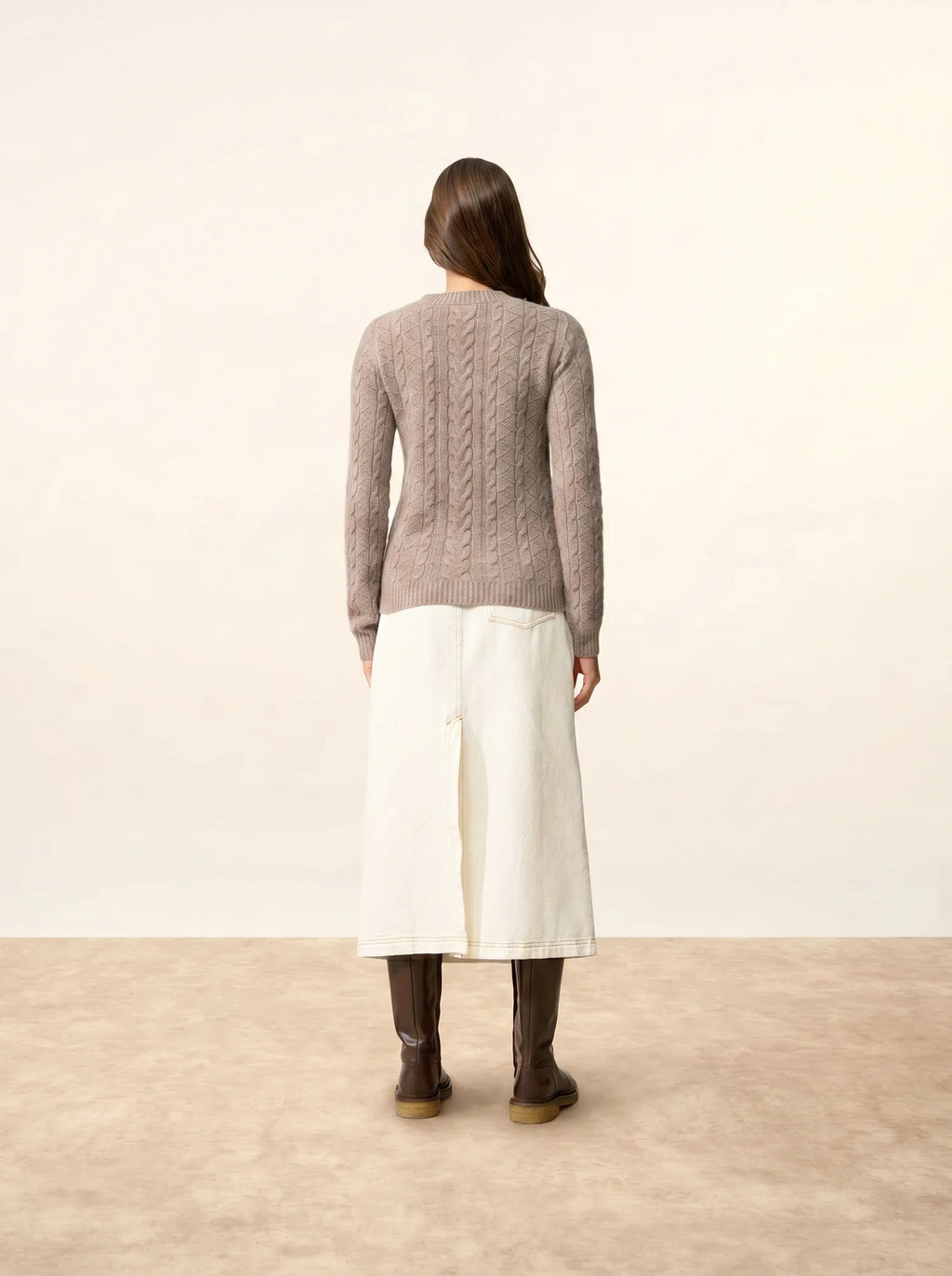 OLIVIA pull col rond 8 fils caribou chiné