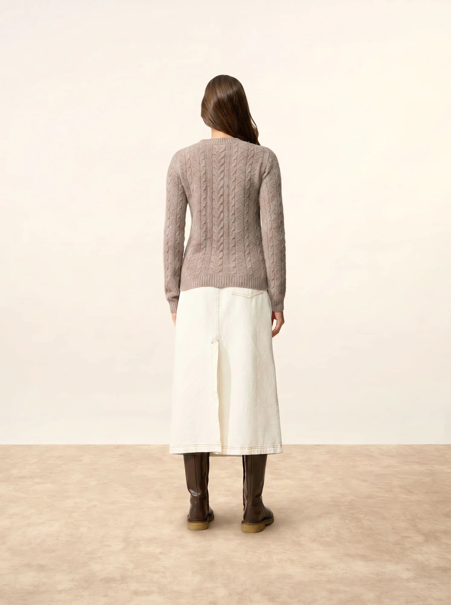 OLIVIA pull col rond 8 fils caribou chiné