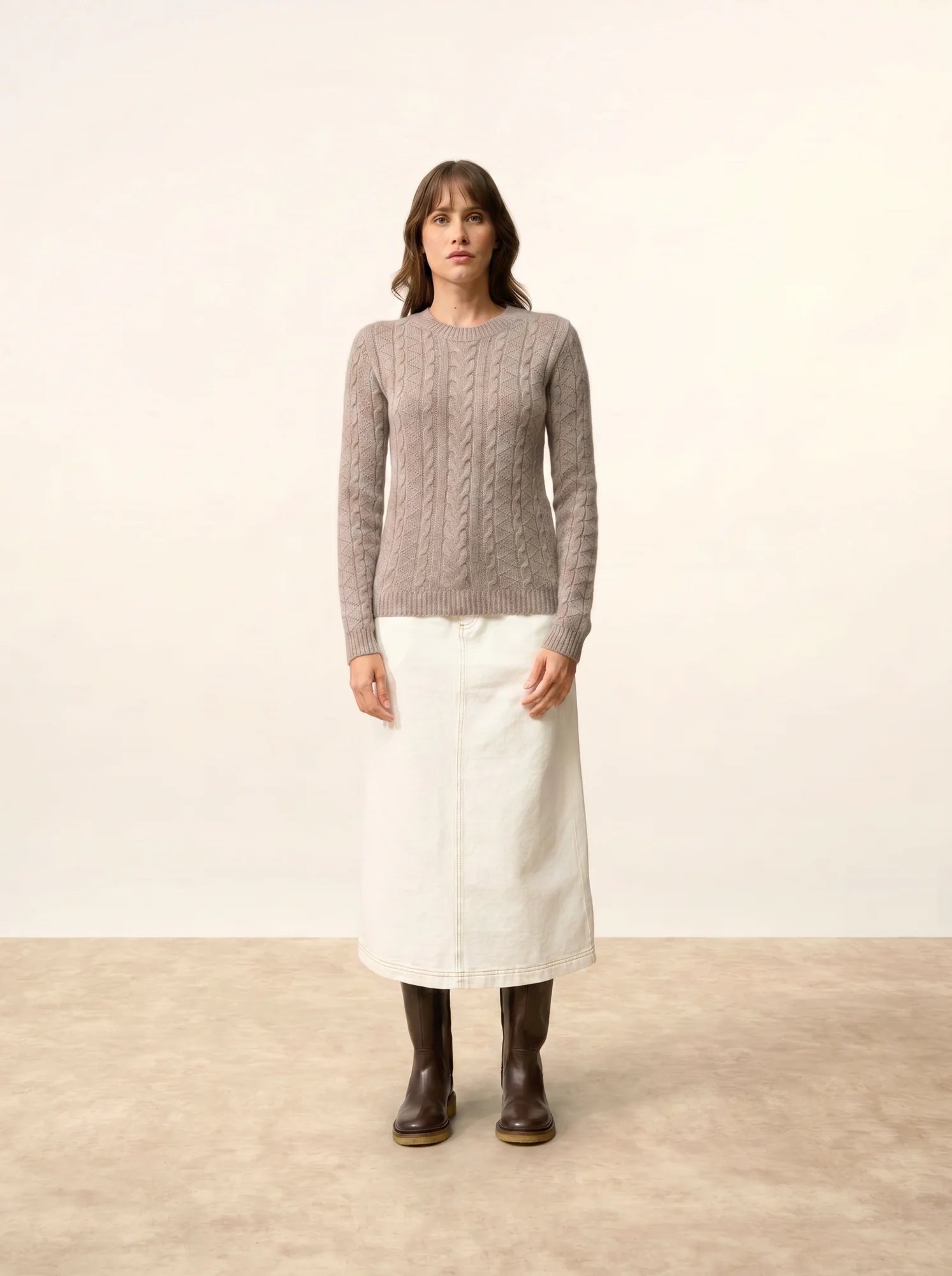 OLIVIA pull col rond 8 fils caribou chiné
