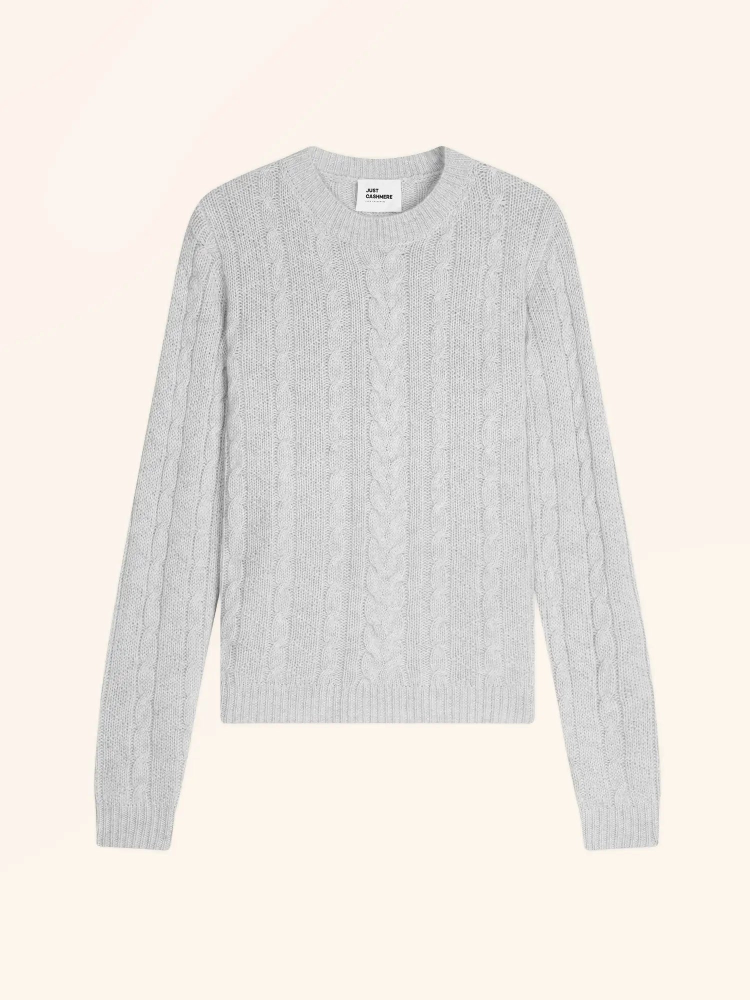 OLIVIA pull col rond 8 fils gris perle chiné
