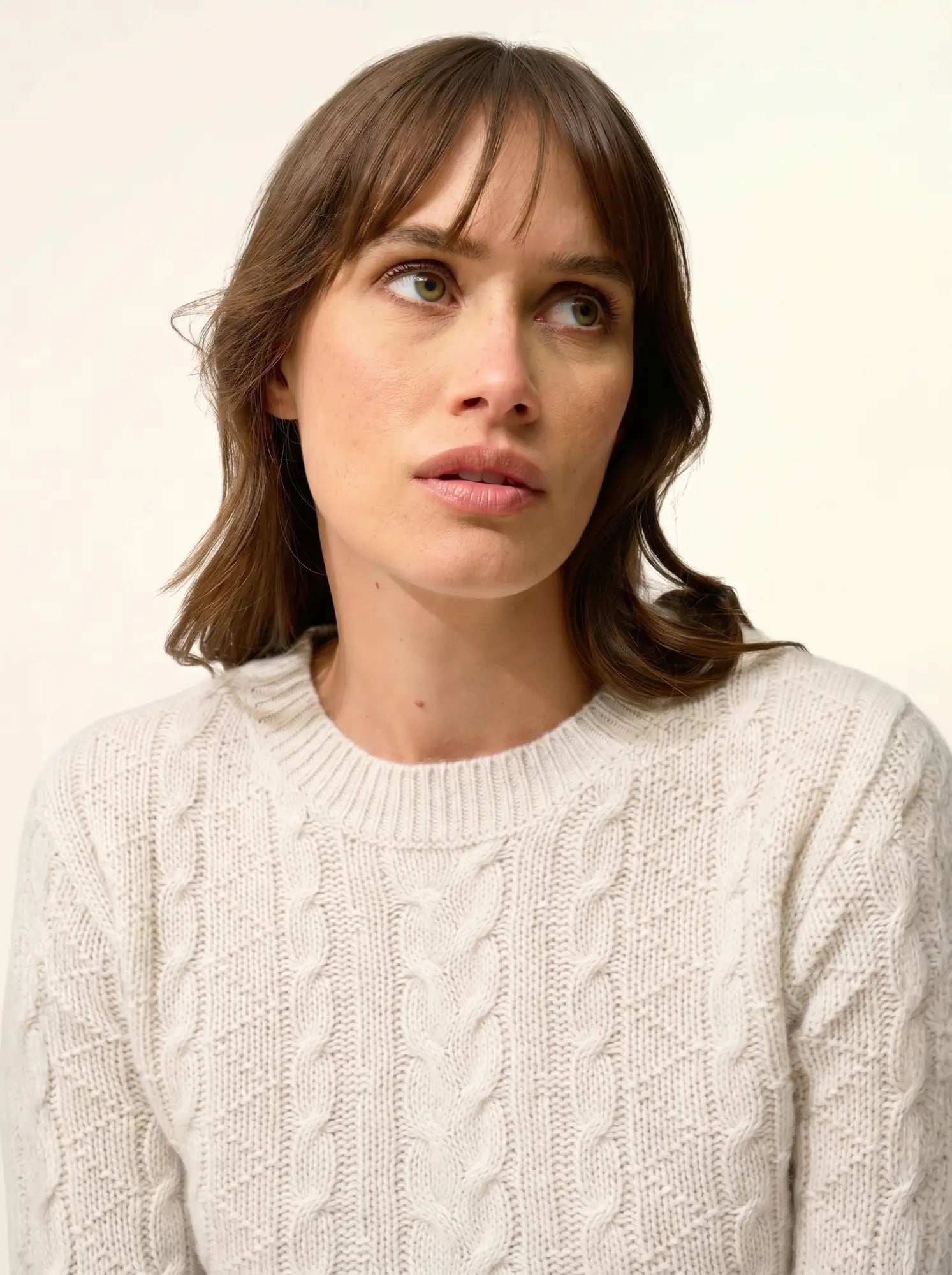 OLIVIA pull col rond 8 fils gris perle chiné