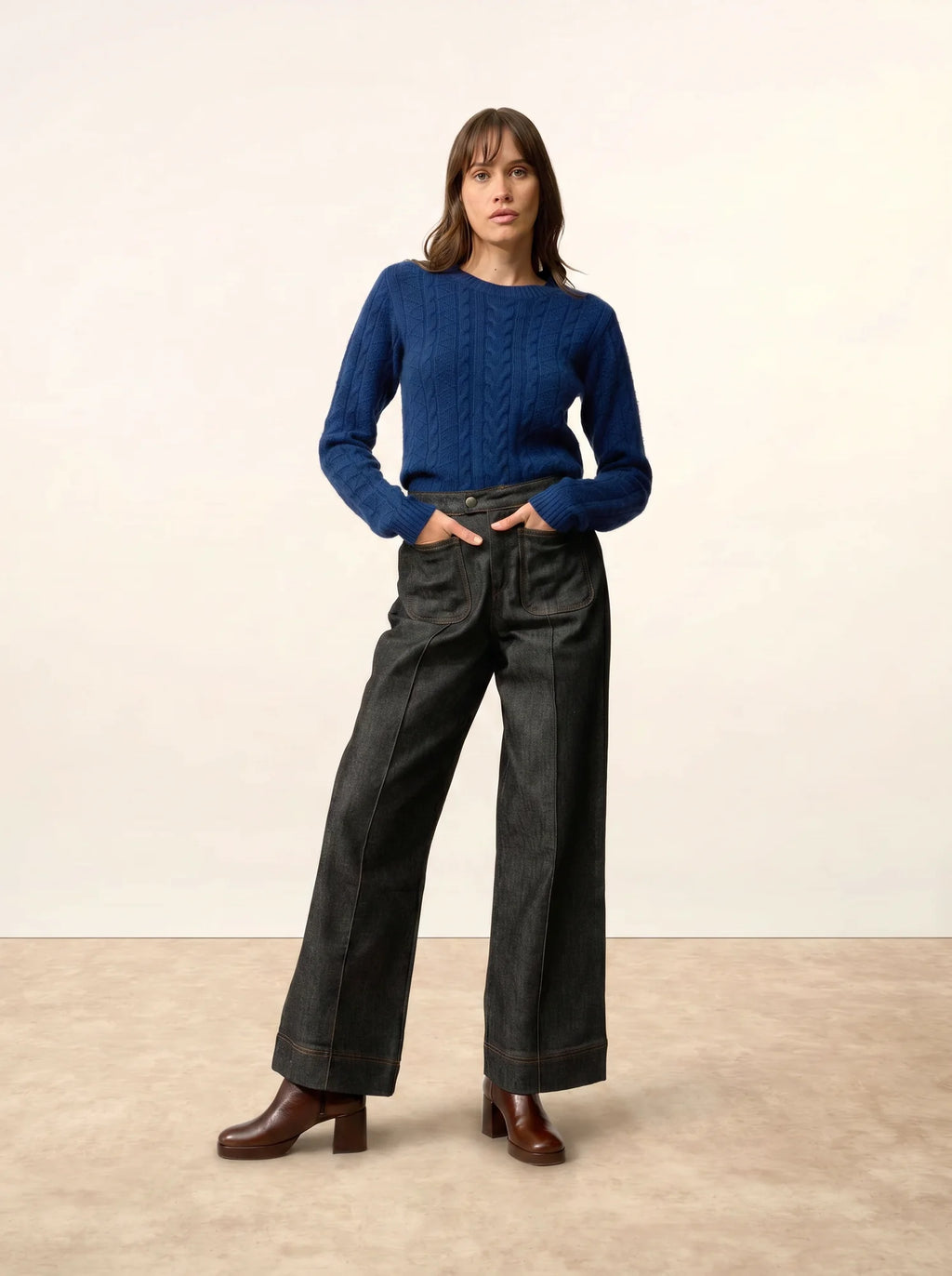 OLIVIA pullover rundhalsausschnitt 8-fädig minuit