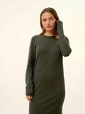LINA kleid rundhalsausschnitt khaki
