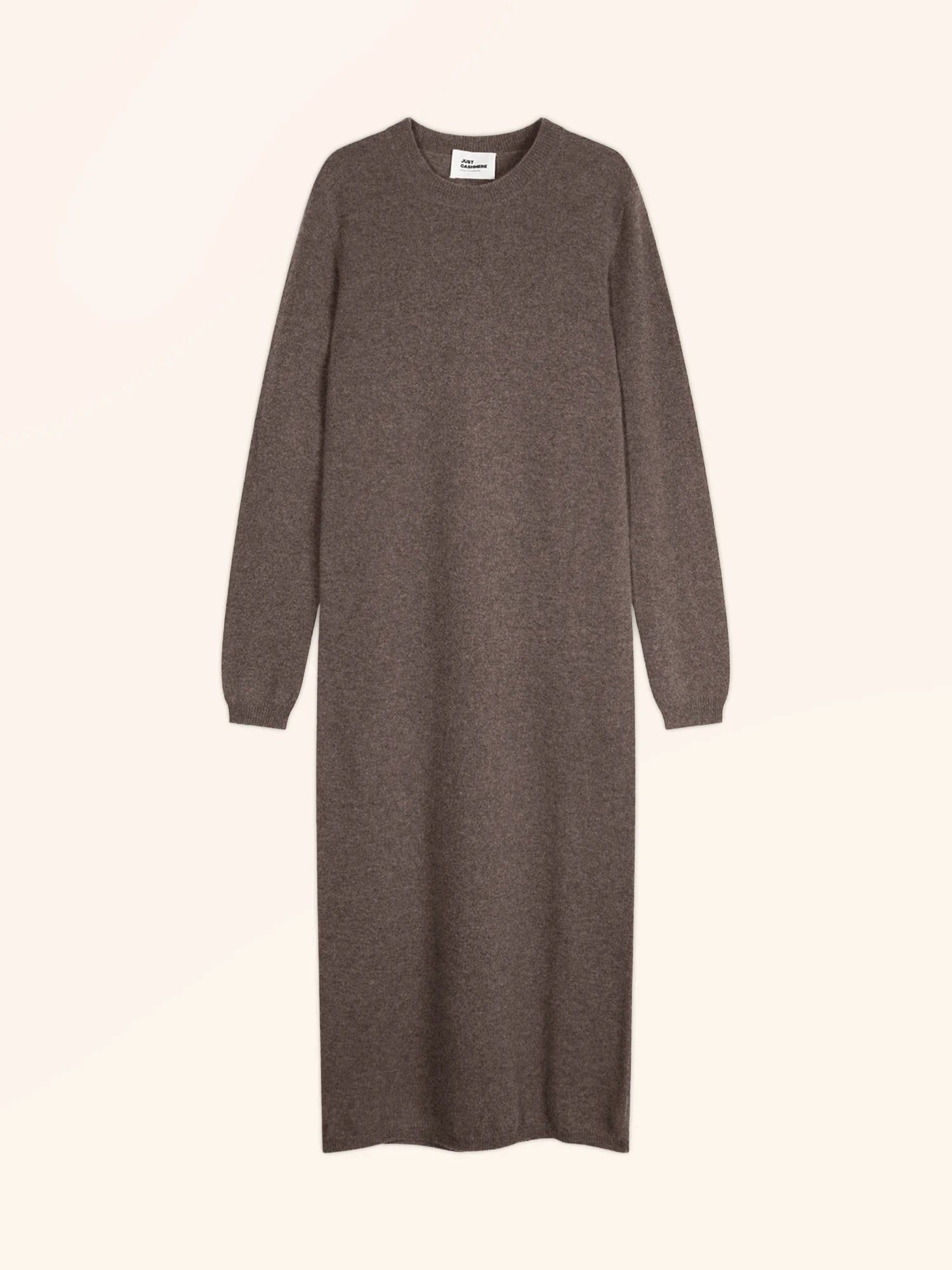 LINA kleid rundhalsausschnitt taupe meliert