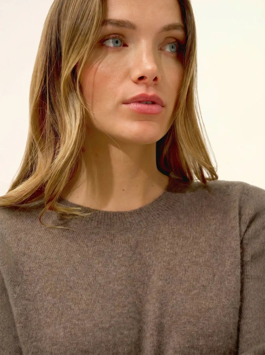 LINA kleid rundhalsausschnitt taupe meliert