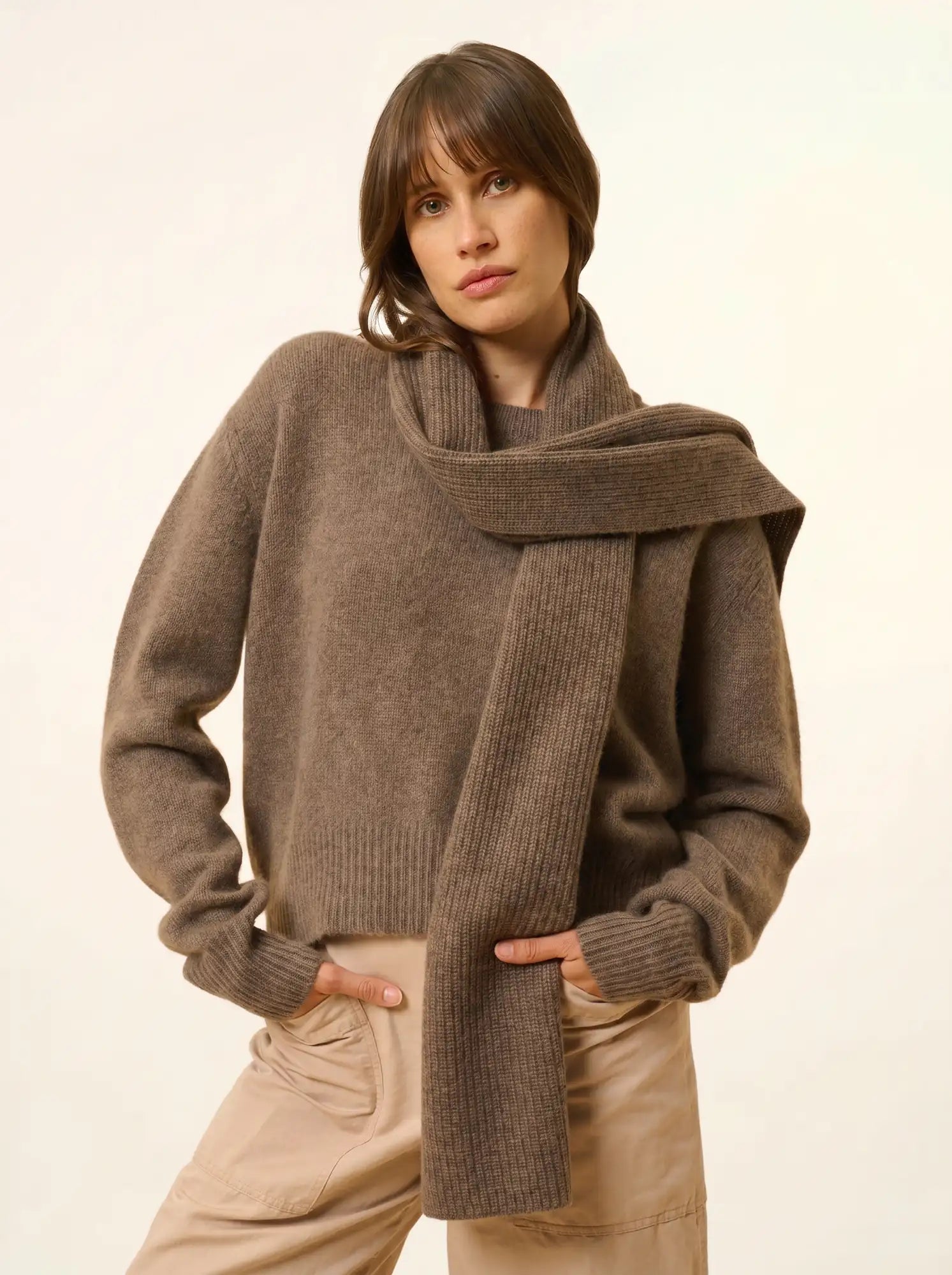 LEA schal 4-fädig taupe meliert