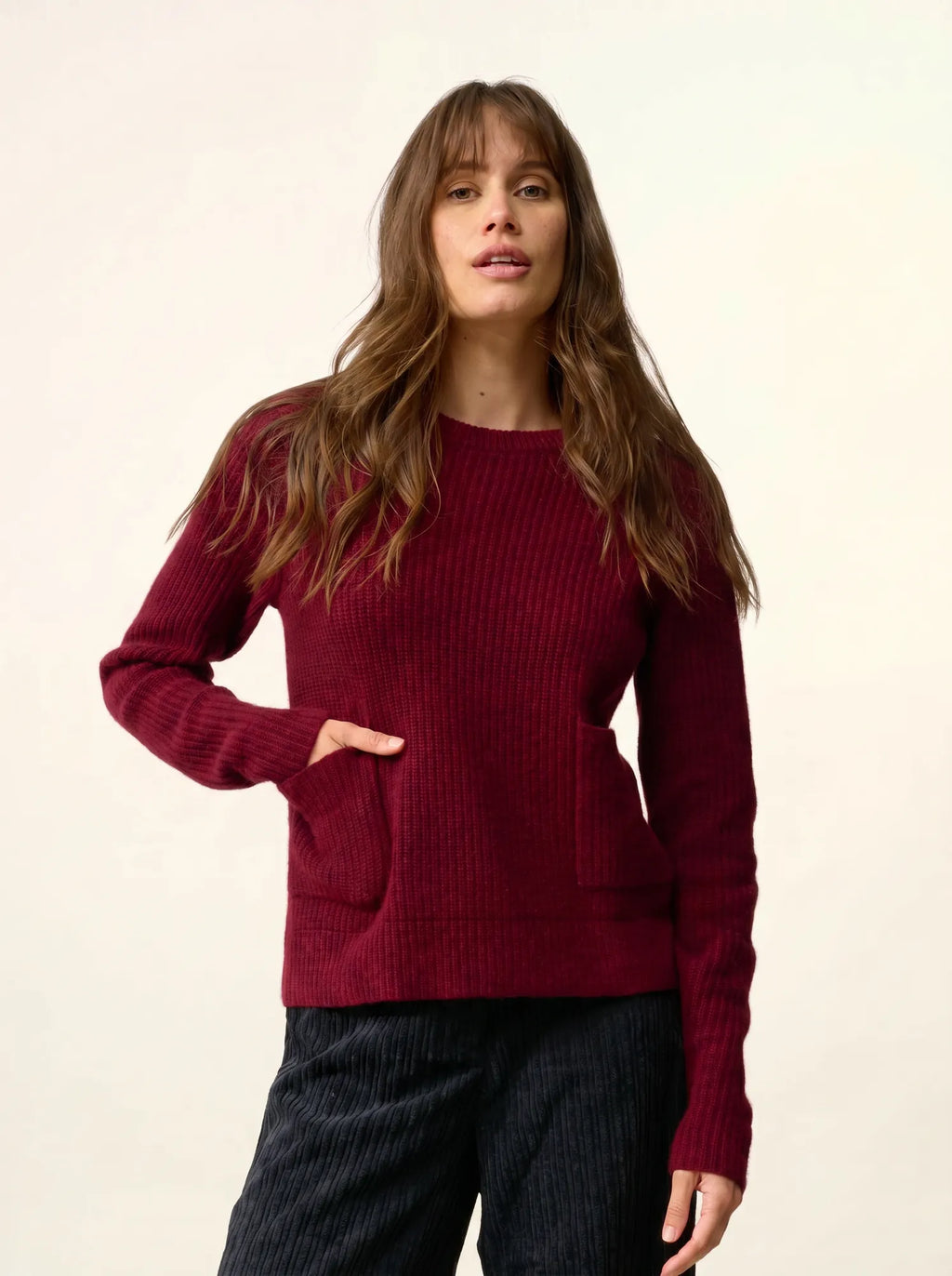 INAYA pullover rundhalsausschnitt 4-fädig cranberry meliert