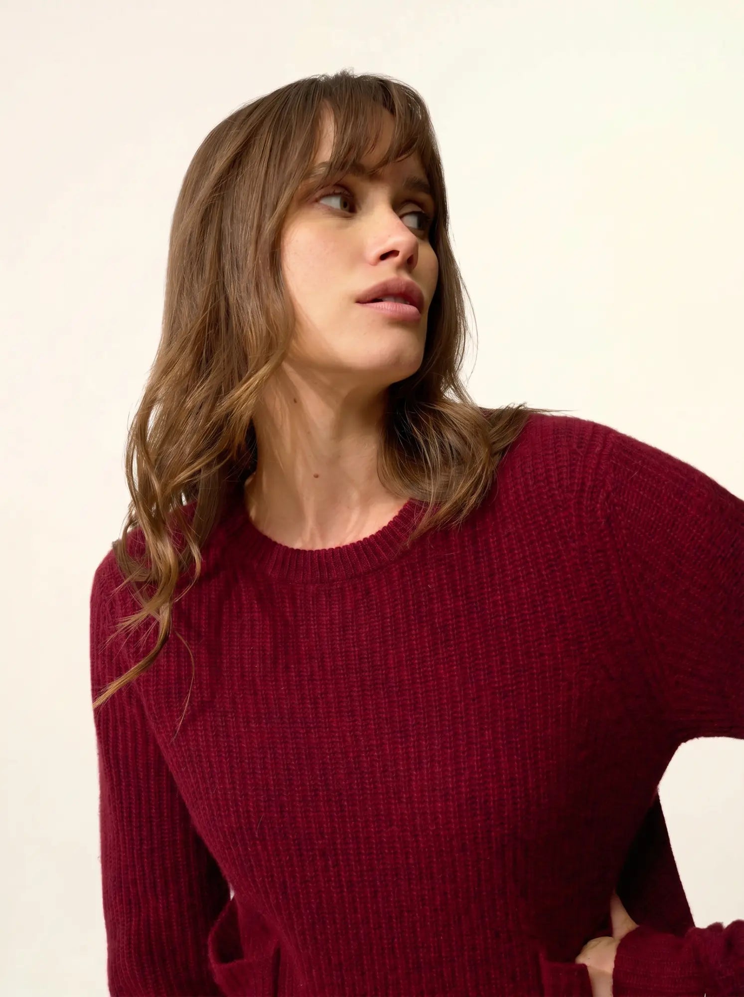 INAYA pullover rundhalsausschnitt 4-fädig cranberry meliert