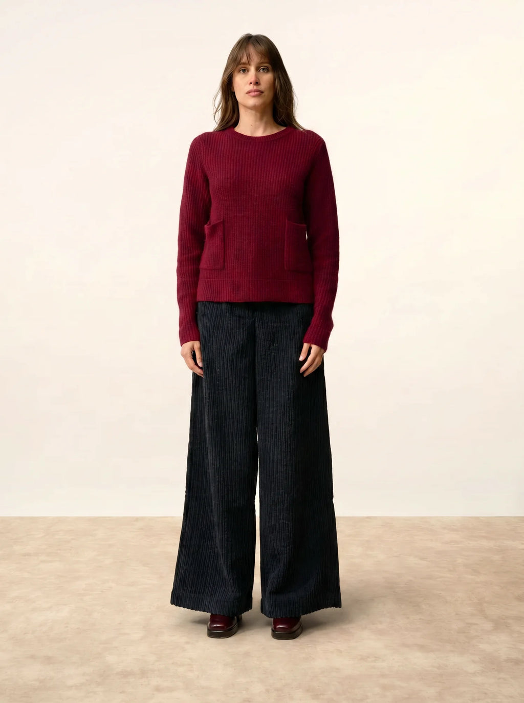 INAYA pullover rundhalsausschnitt 4-fädig cranberry meliert