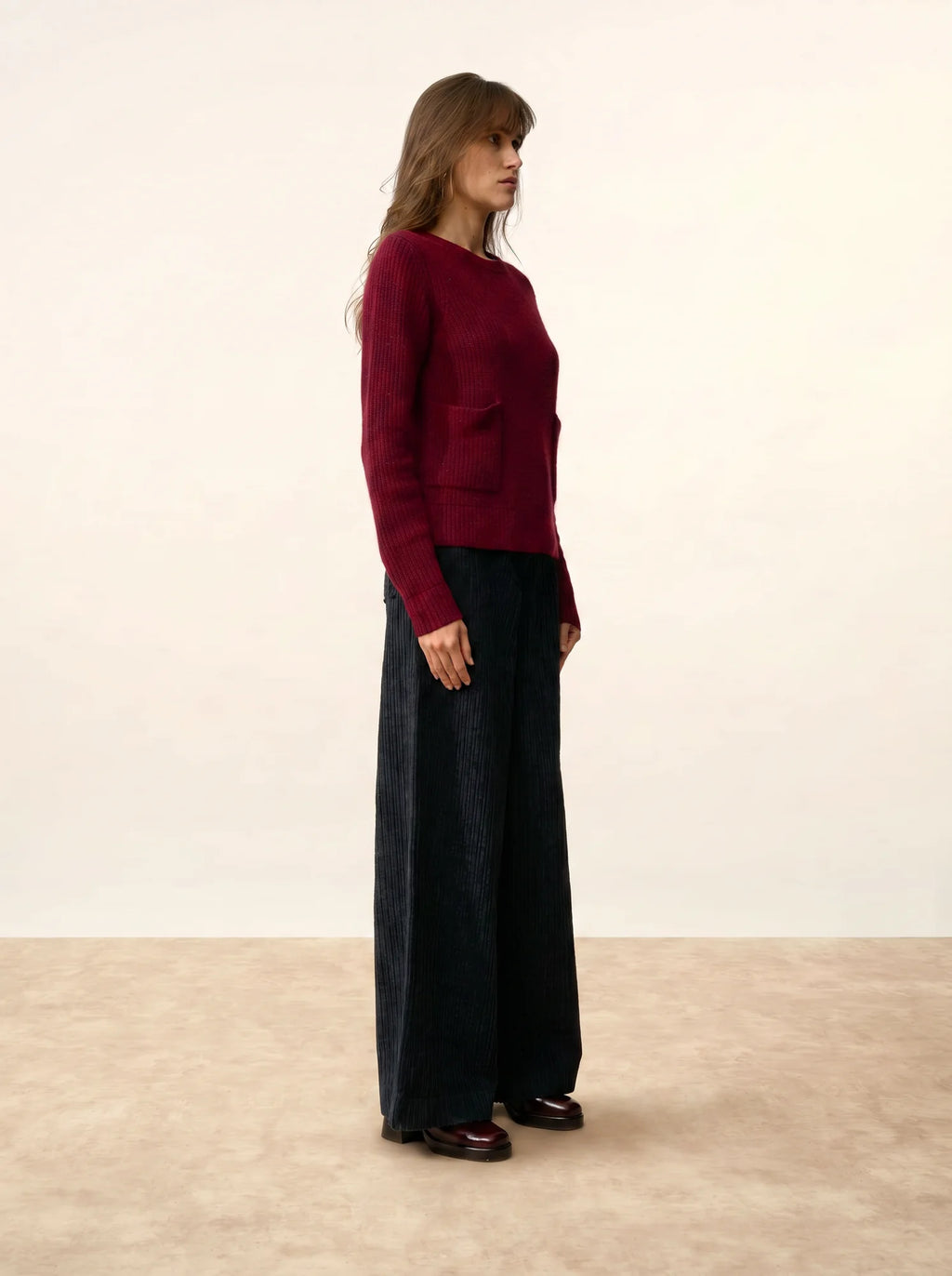 INAYA pullover rundhalsausschnitt 4-fädig cranberry meliert