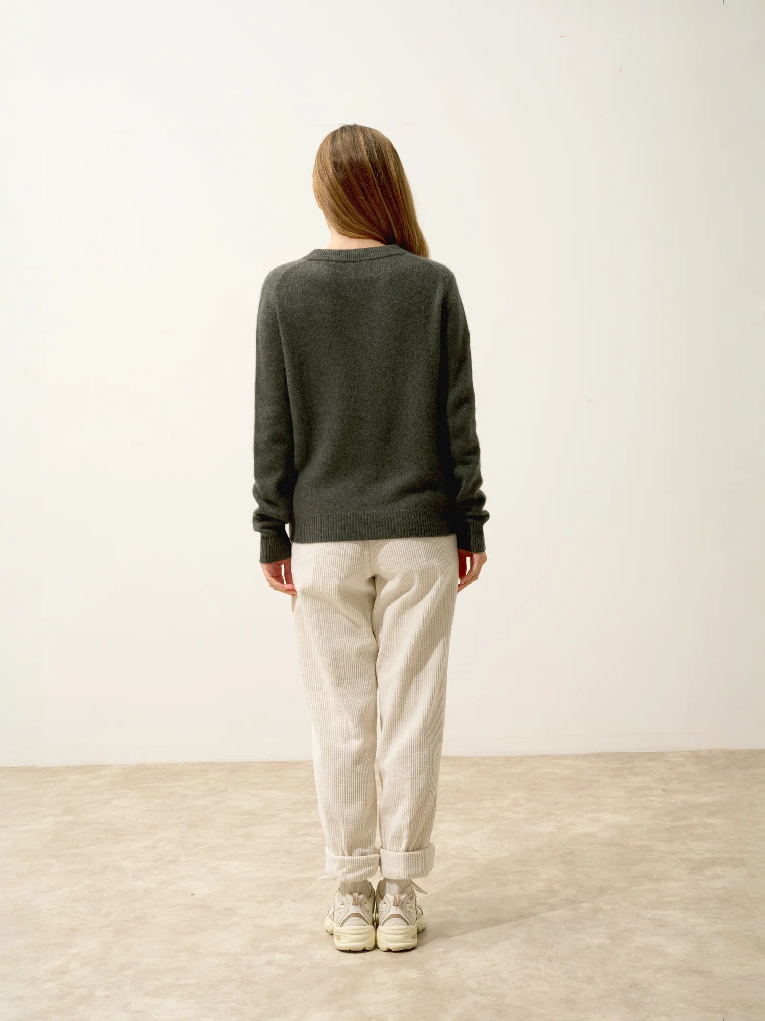 LEXINI pullover rundhalsausschnitt 4-fädig khaki meliert
