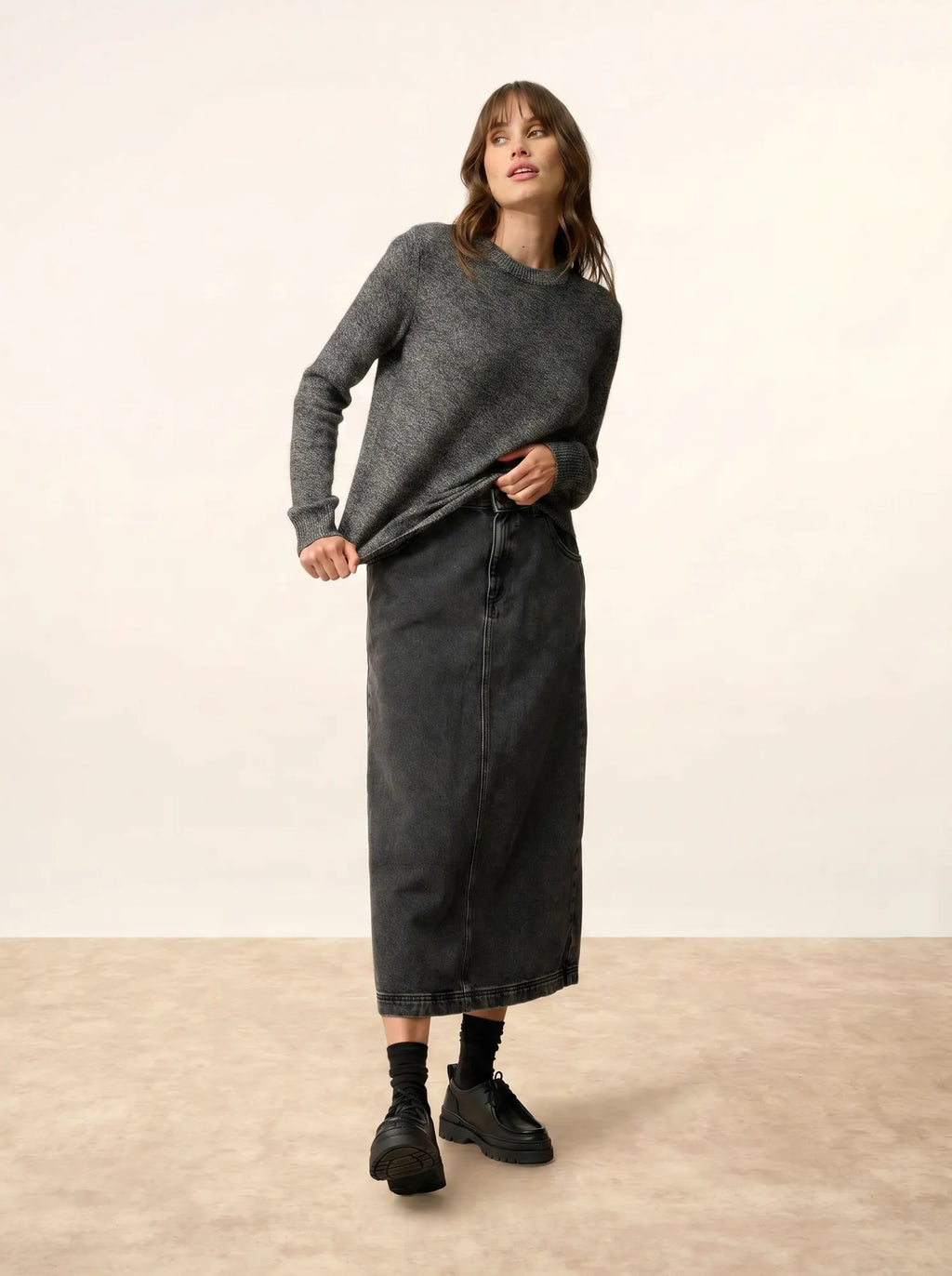 LEXINI pull col rond 4 fils noir et blanc
