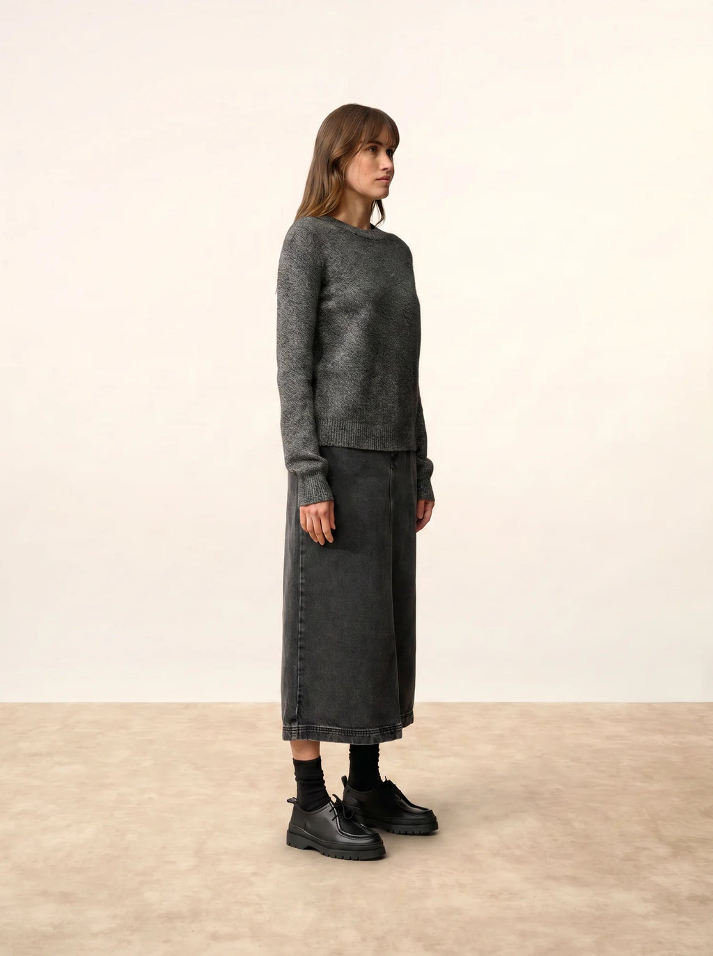 LEXINI pull col rond 4 fils noir et blanc