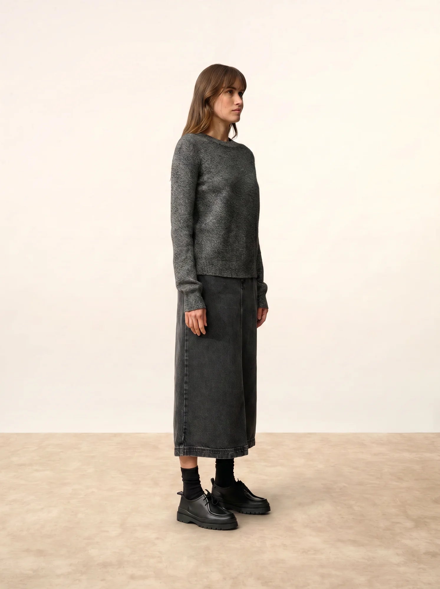 LEXINI pull col rond 4 fils noir et blanc