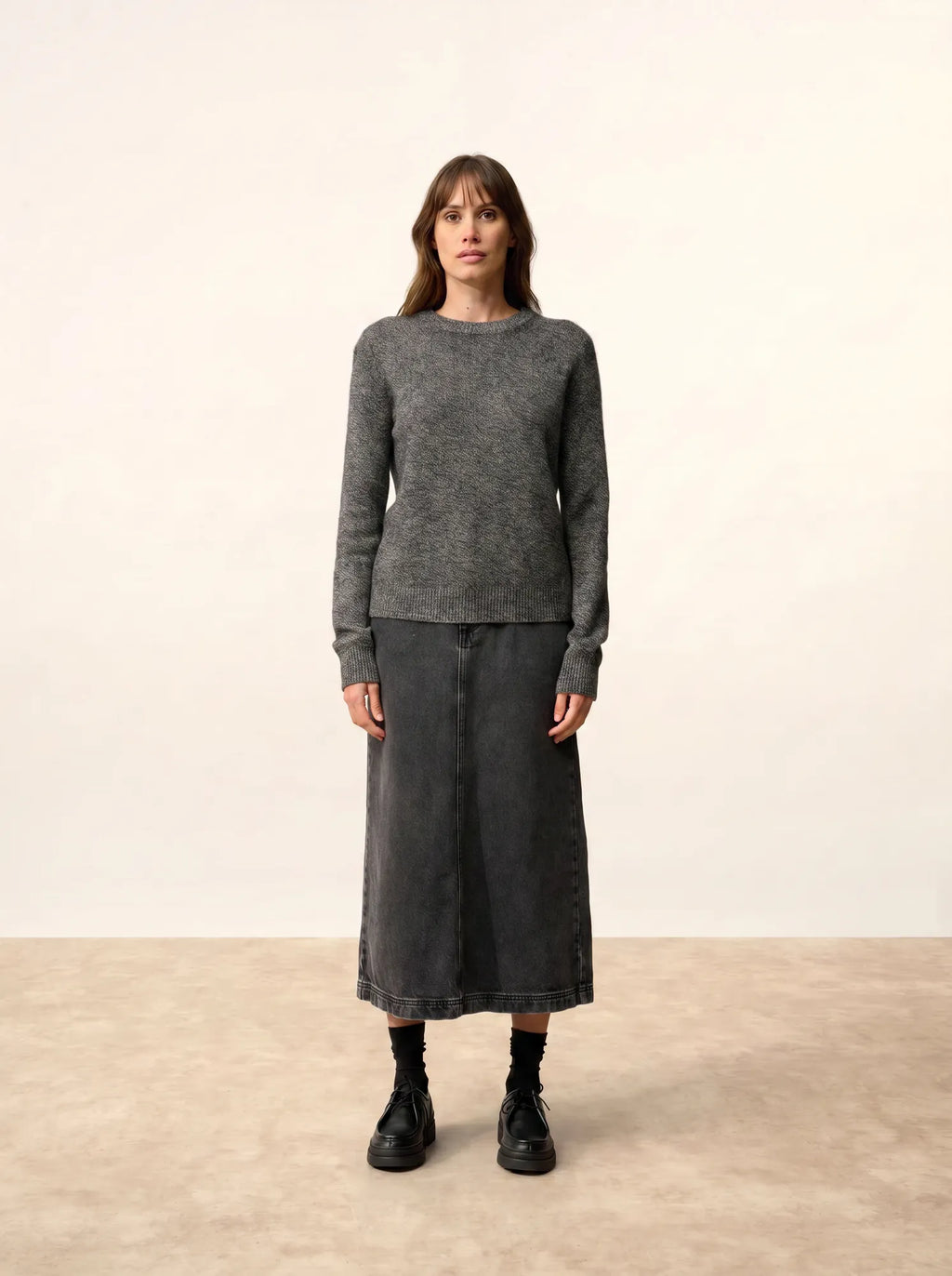 LEXINI pull col rond 4 fils noir et blanc