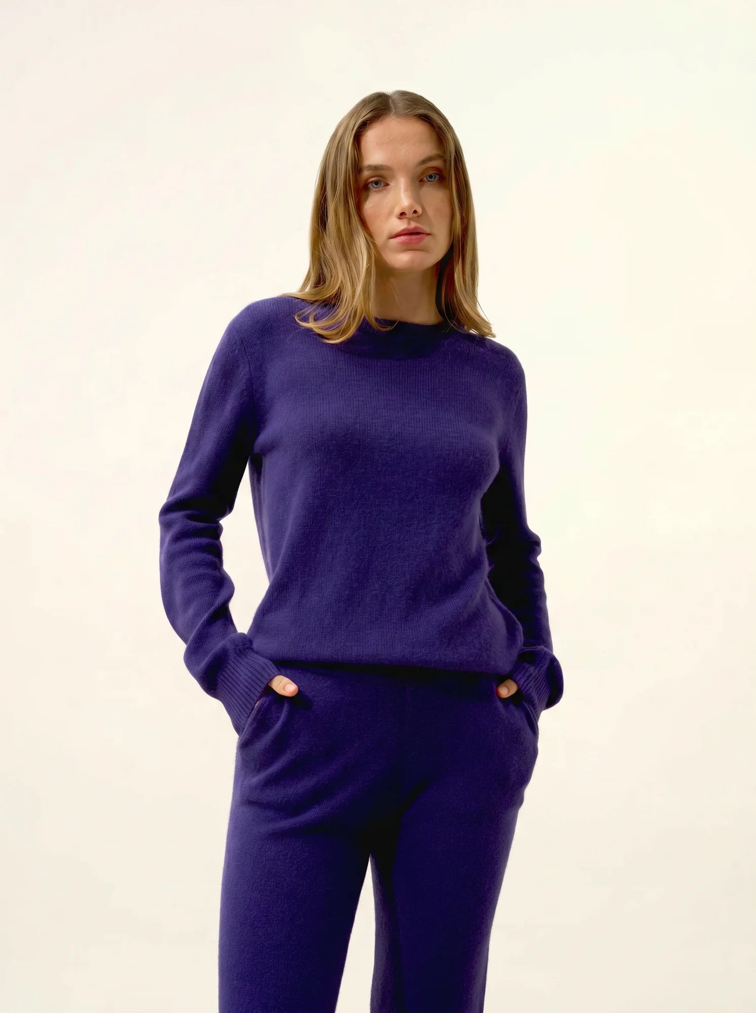 LEXINI pullover rundhalsausschnitt 4-fädig violett