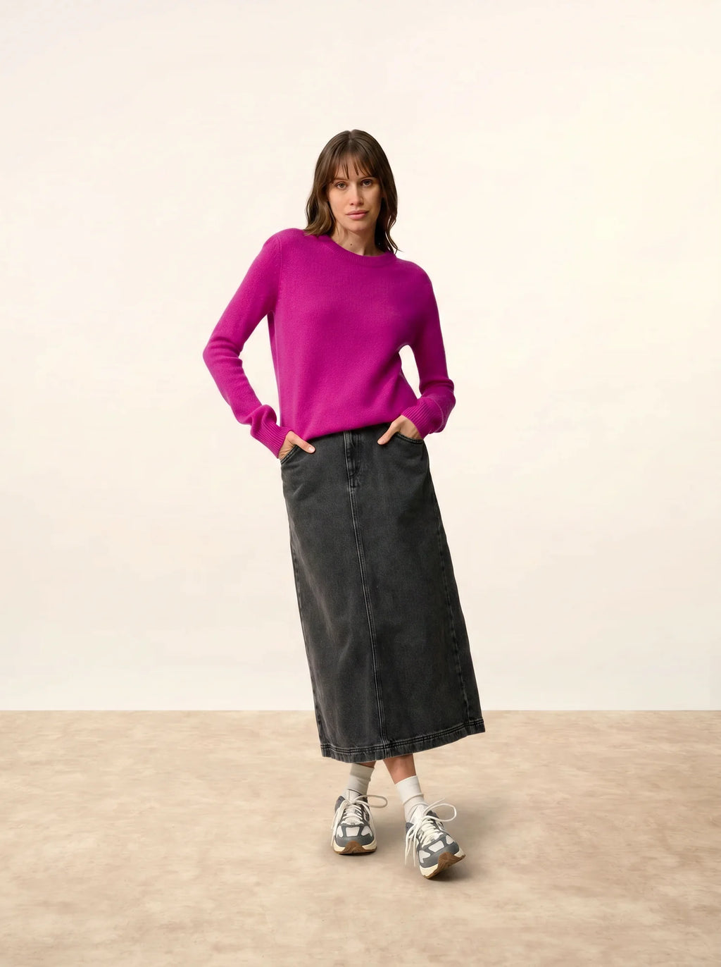 LEXINI pullover rundhalsausschnitt 4-fädig violine