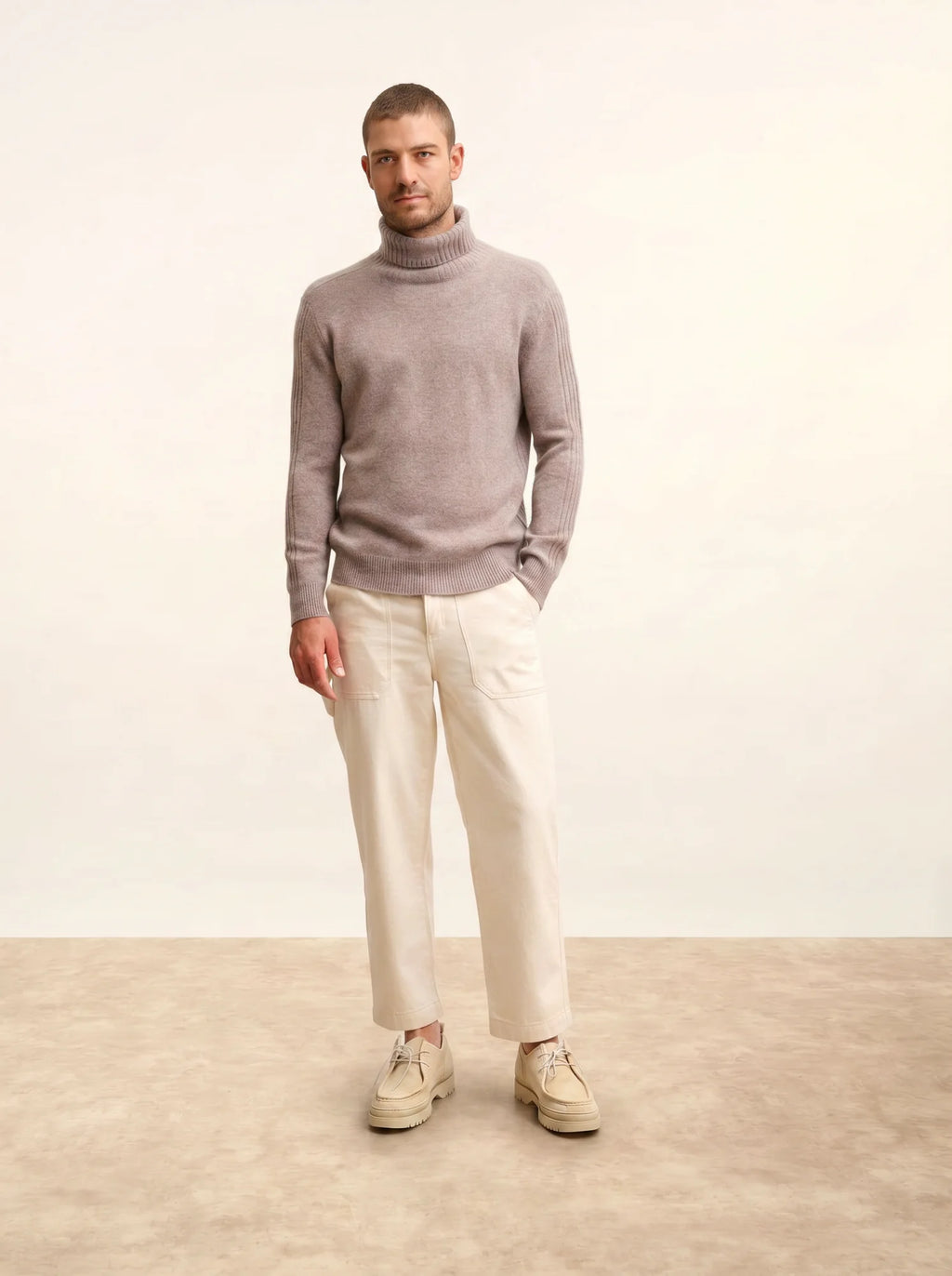 NOI pullover rollkragen 4-fädig caribou meliert