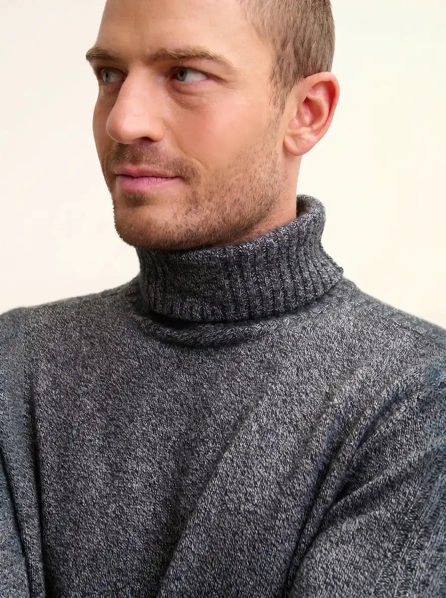 NOI pullover rollkragen 4-fädig schwarz und weiß