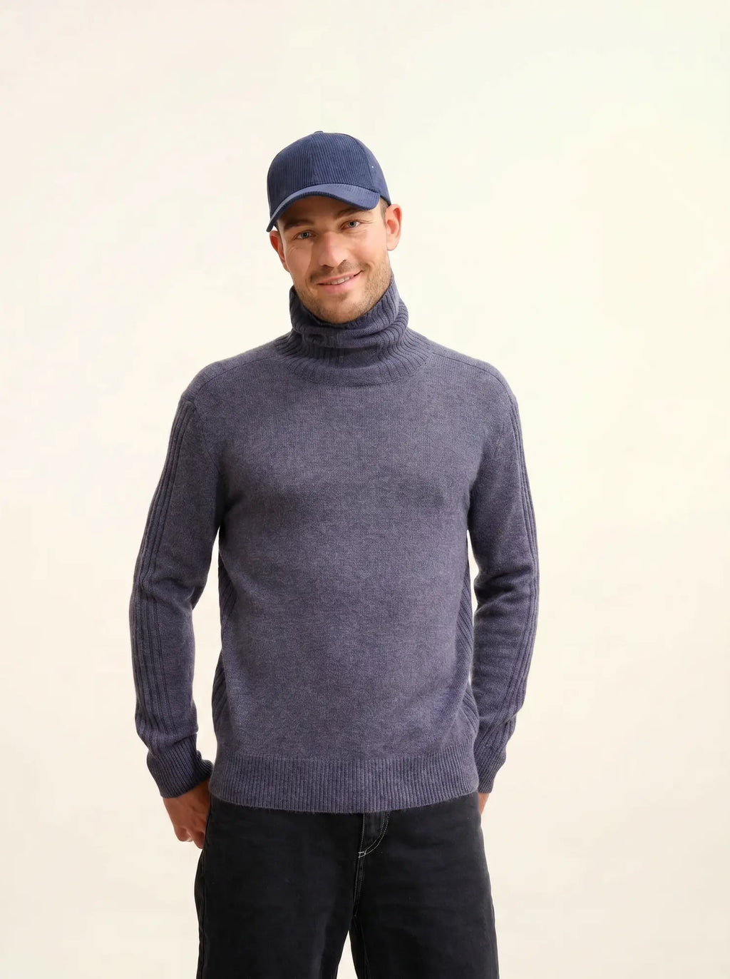 NOI pullover rollkragen 4-fädig violett grau meliert