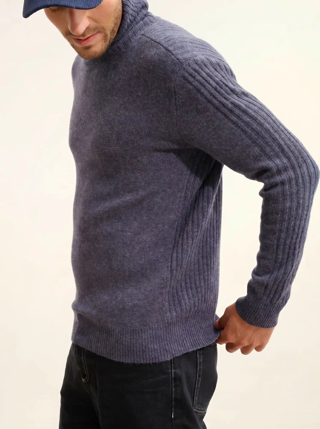 NOI pullover rollkragen 4-fädig violett grau meliert