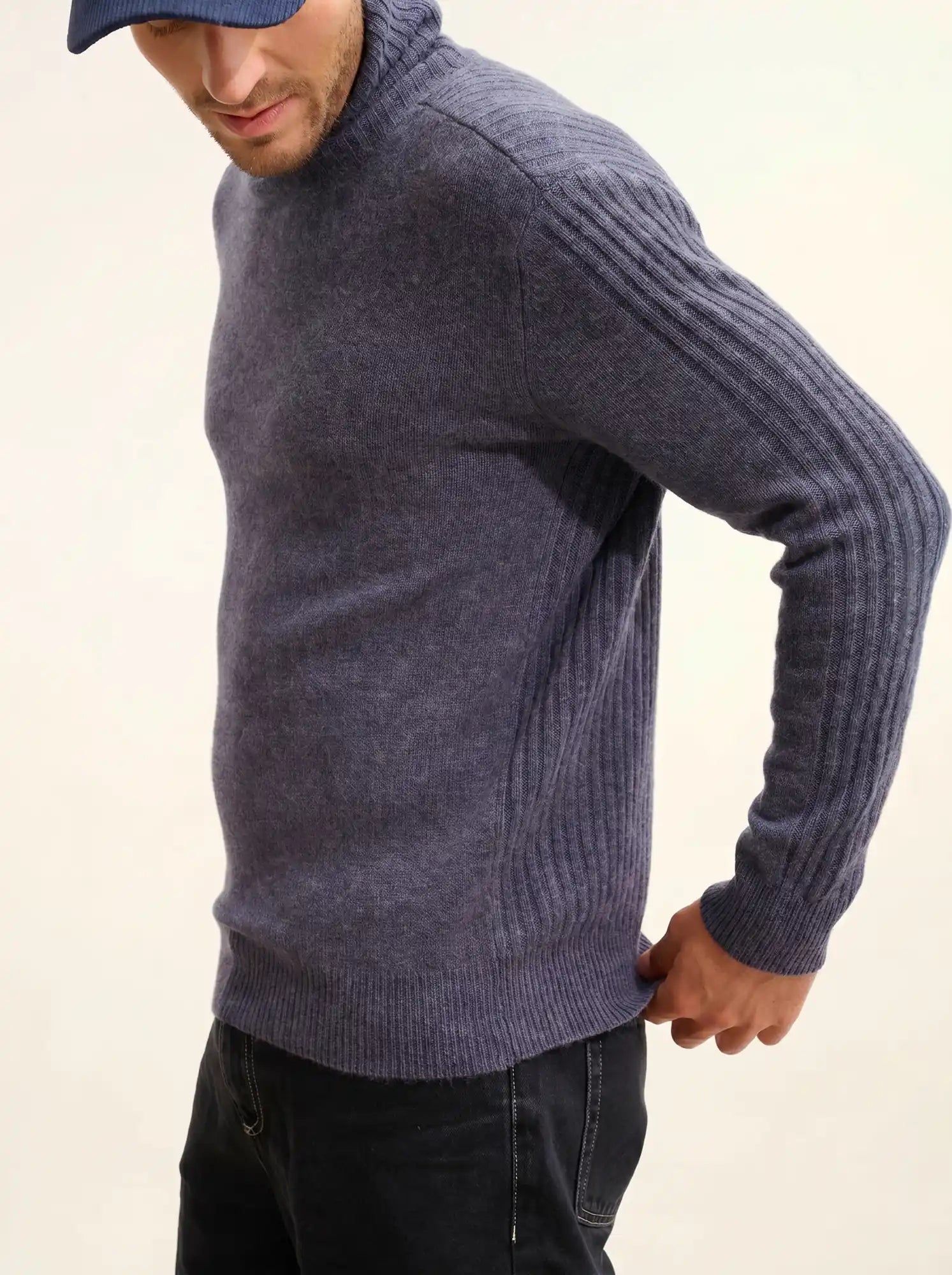 NOI pullover rollkragen 4-fädig violett grau meliert