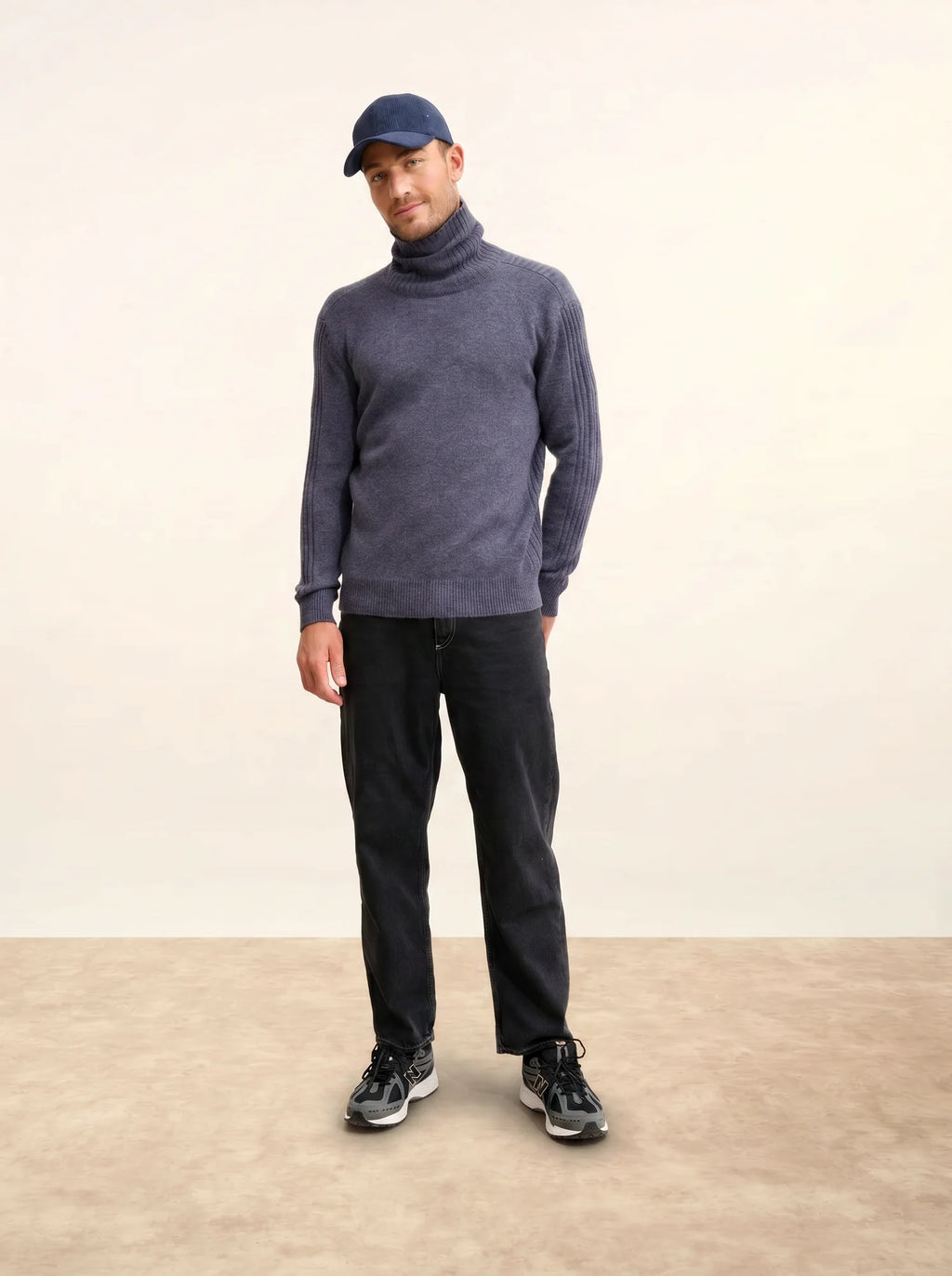 NOI pullover rollkragen 4-fädig violett grau meliert