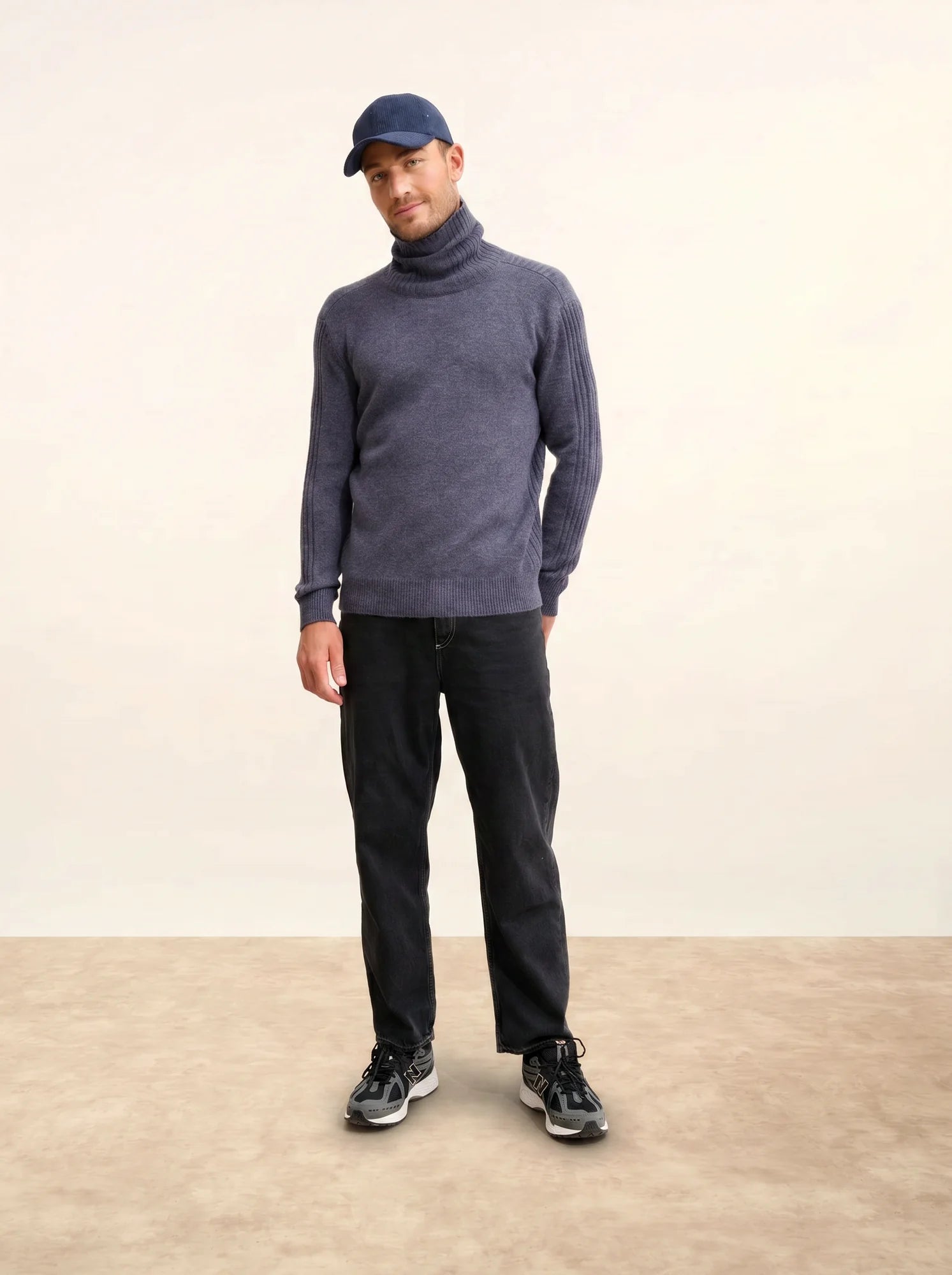 NOI pullover rollkragen 4-fädig violett grau meliert