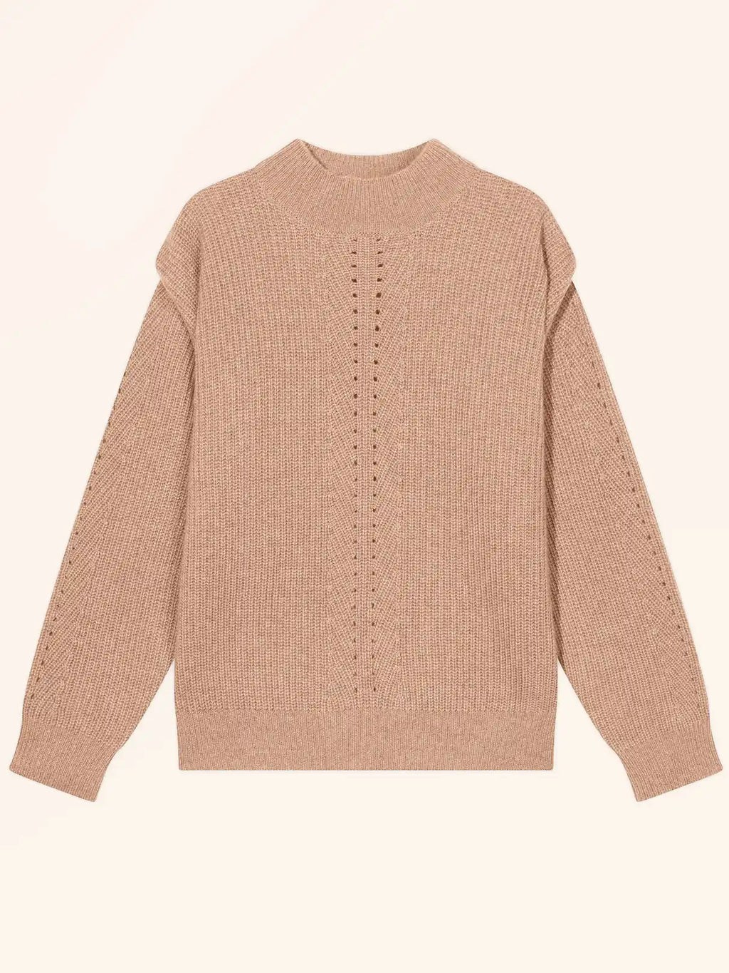 IQUITOS pullover stehkragen plis épaules 4-fädig camel meliert