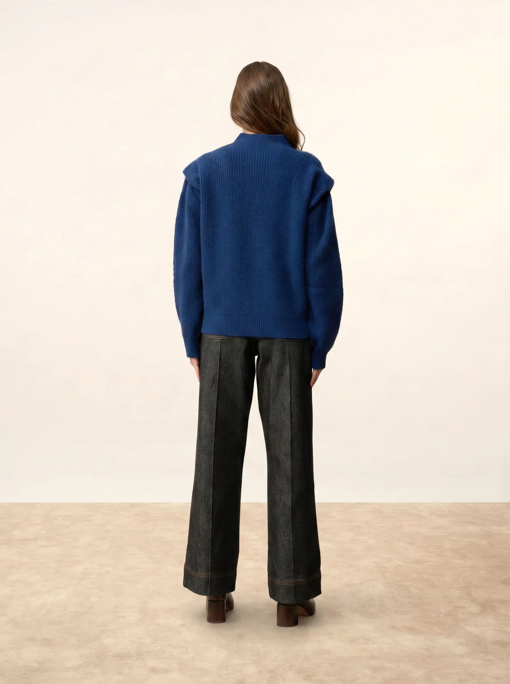 IQUITOS pullover stehkragen plis épaules 4-fädig minuit