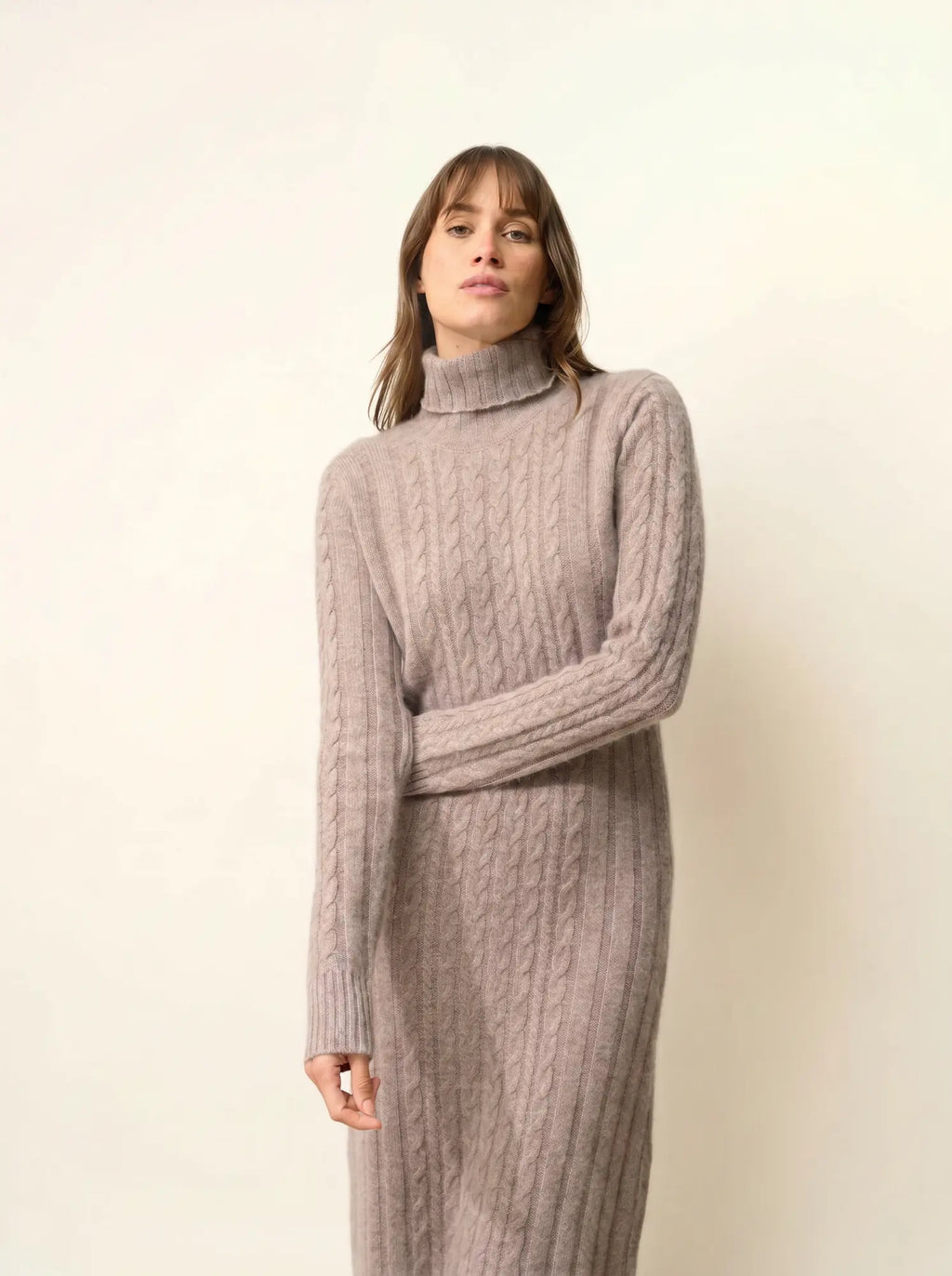 DOLKAR kleid rollkragen 4-fädig caribou meliert