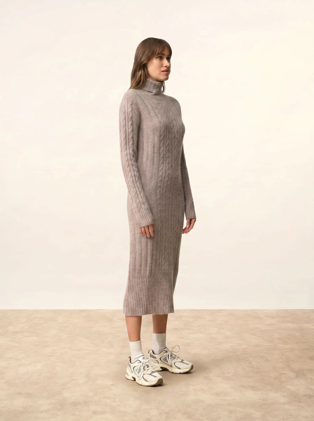 DOLKAR kleid rollkragen 4-fädig caribou meliert