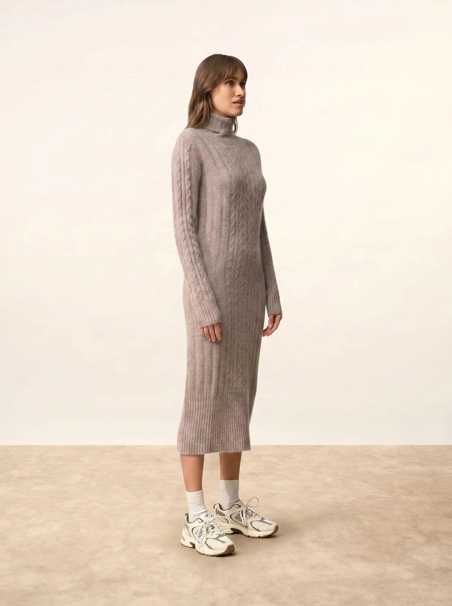DOLKAR kleid rollkragen 4-fädig caribou meliert