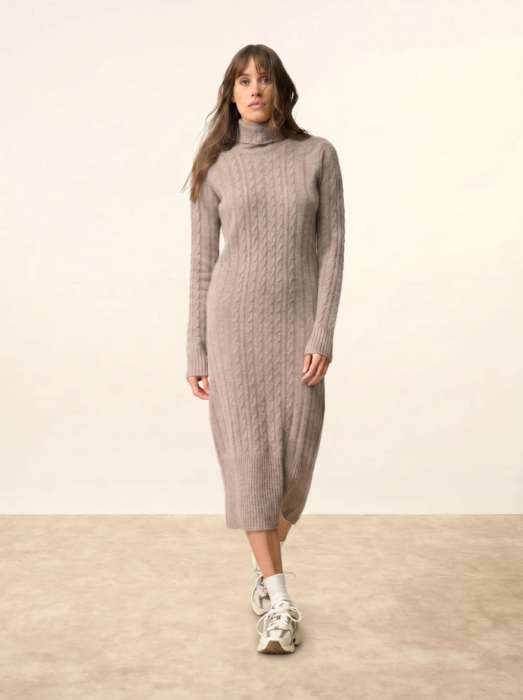 DOLKAR kleid rollkragen 4-fädig caribou meliert