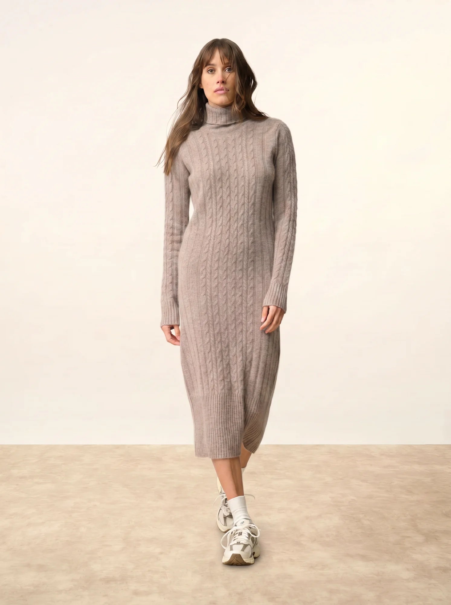 DOLKAR kleid rollkragen 4-fädig caribou meliert