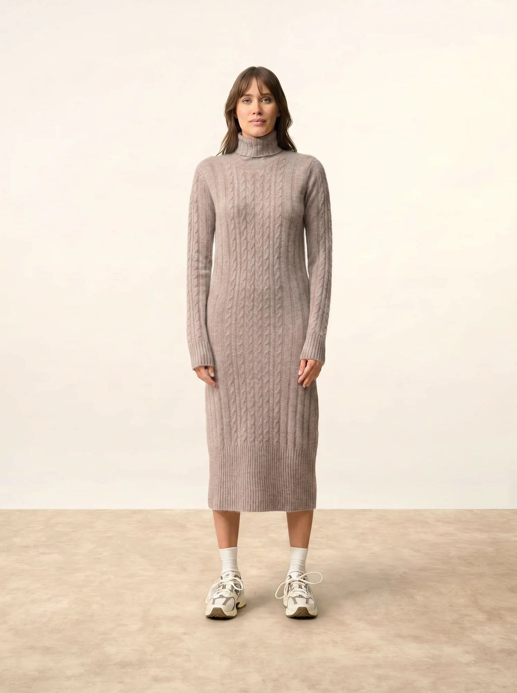 DOLKAR kleid rollkragen 4-fädig caribou meliert