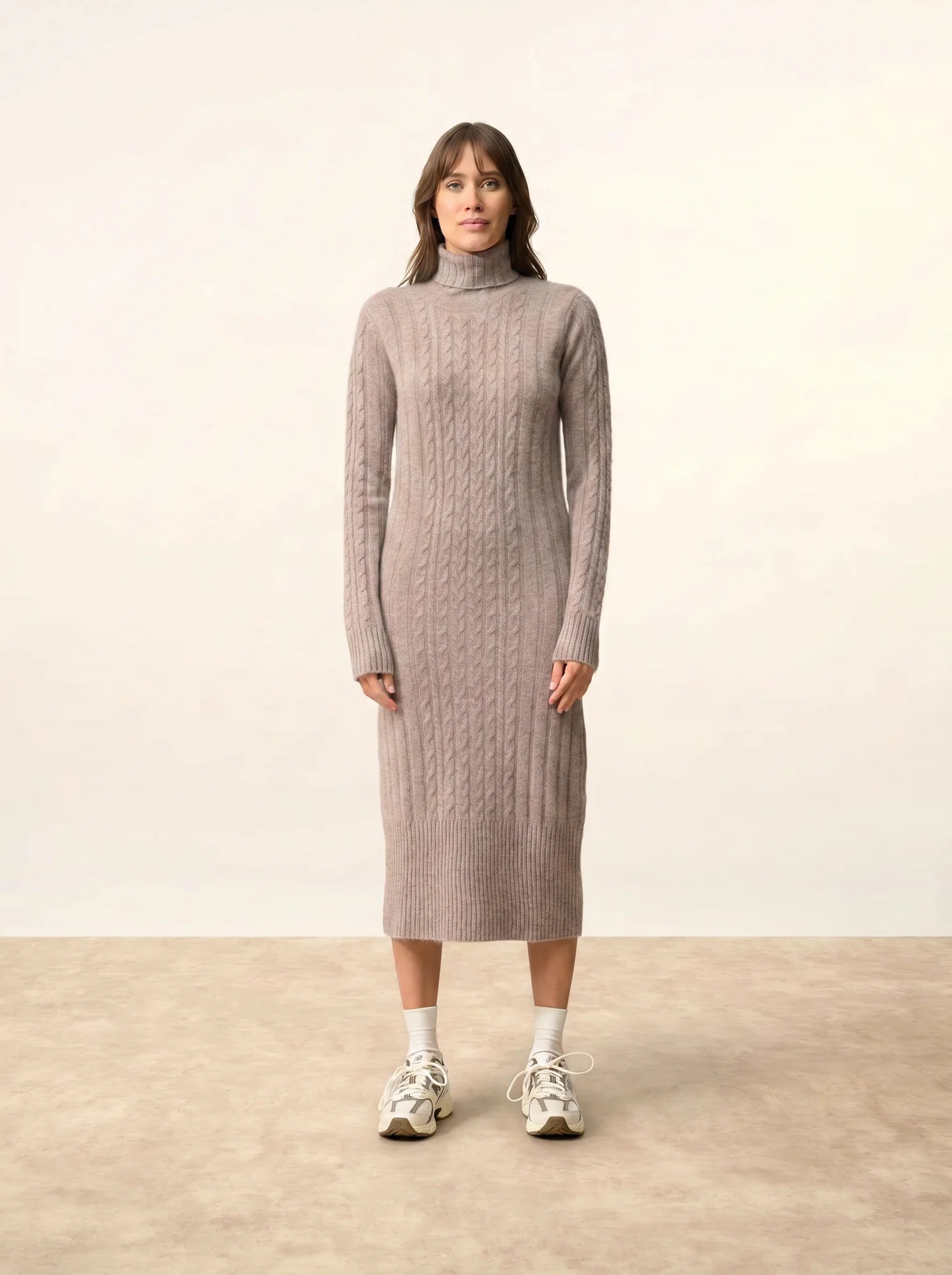 DOLKAR kleid rollkragen 4-fädig caribou meliert