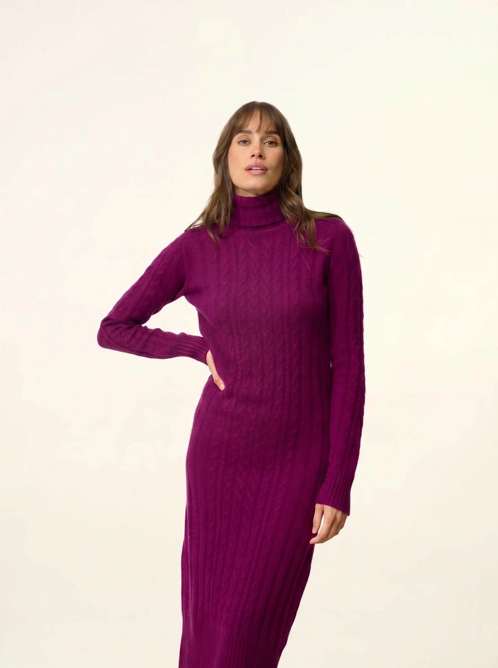 DOLKAR kleid rollkragen 4-fädig pflaume
