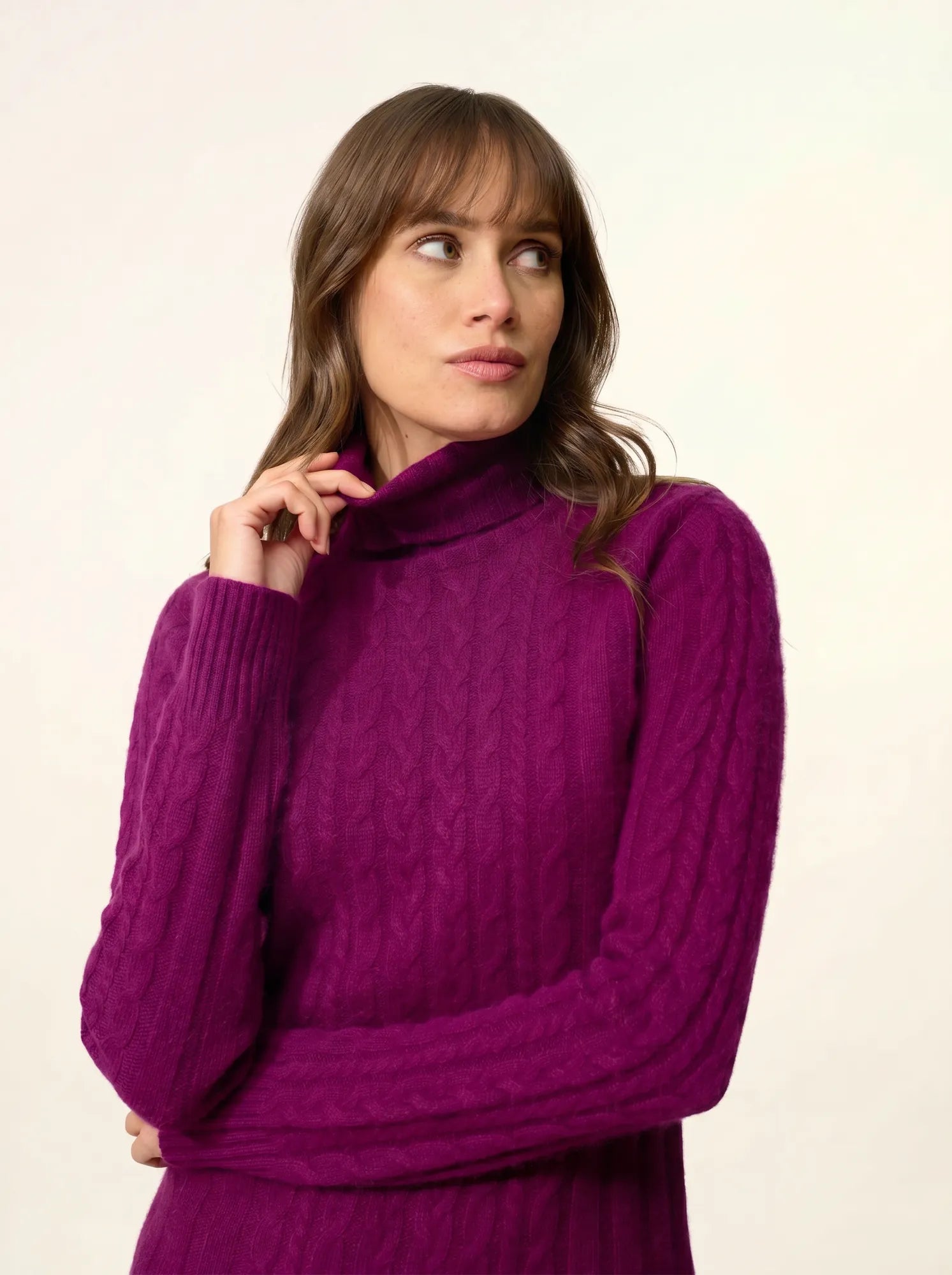 DOLKAR kleid rollkragen 4-fädig pflaume