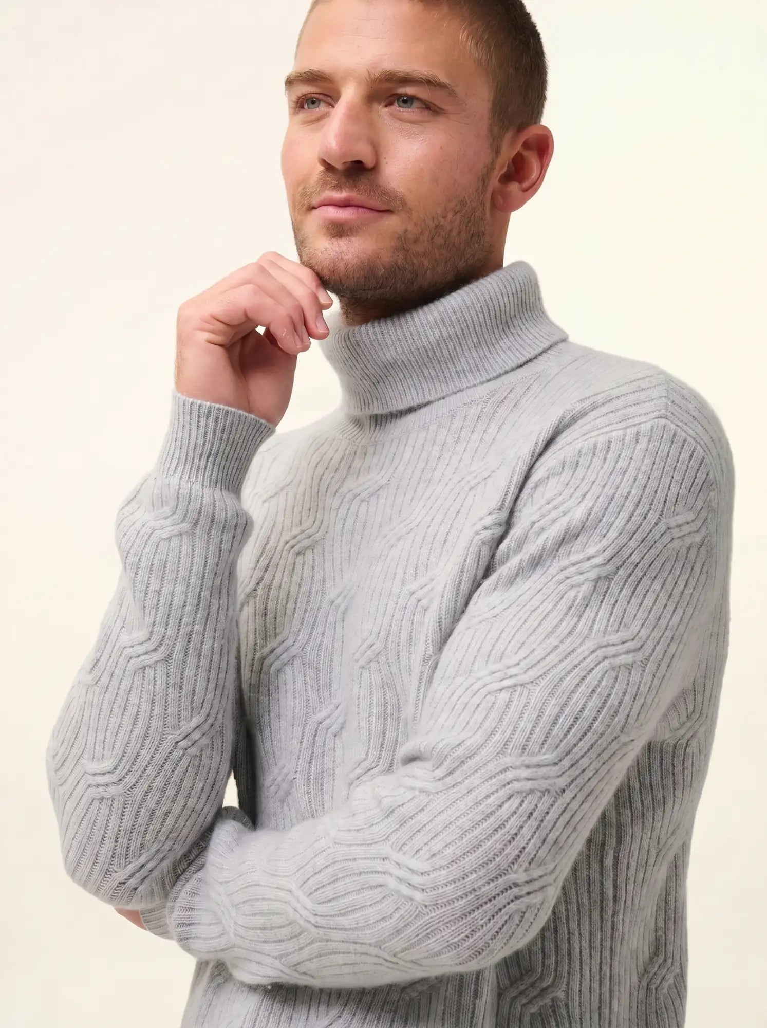 GOBA pullover rollkragen 4-fädig wolke meliert