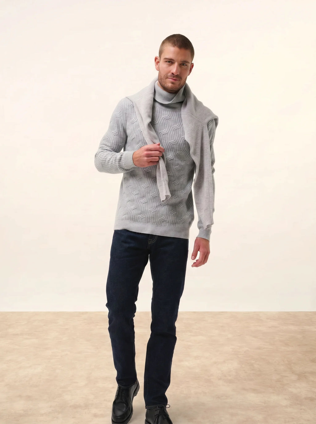 GOBA pullover rollkragen 4-fädig wolke meliert