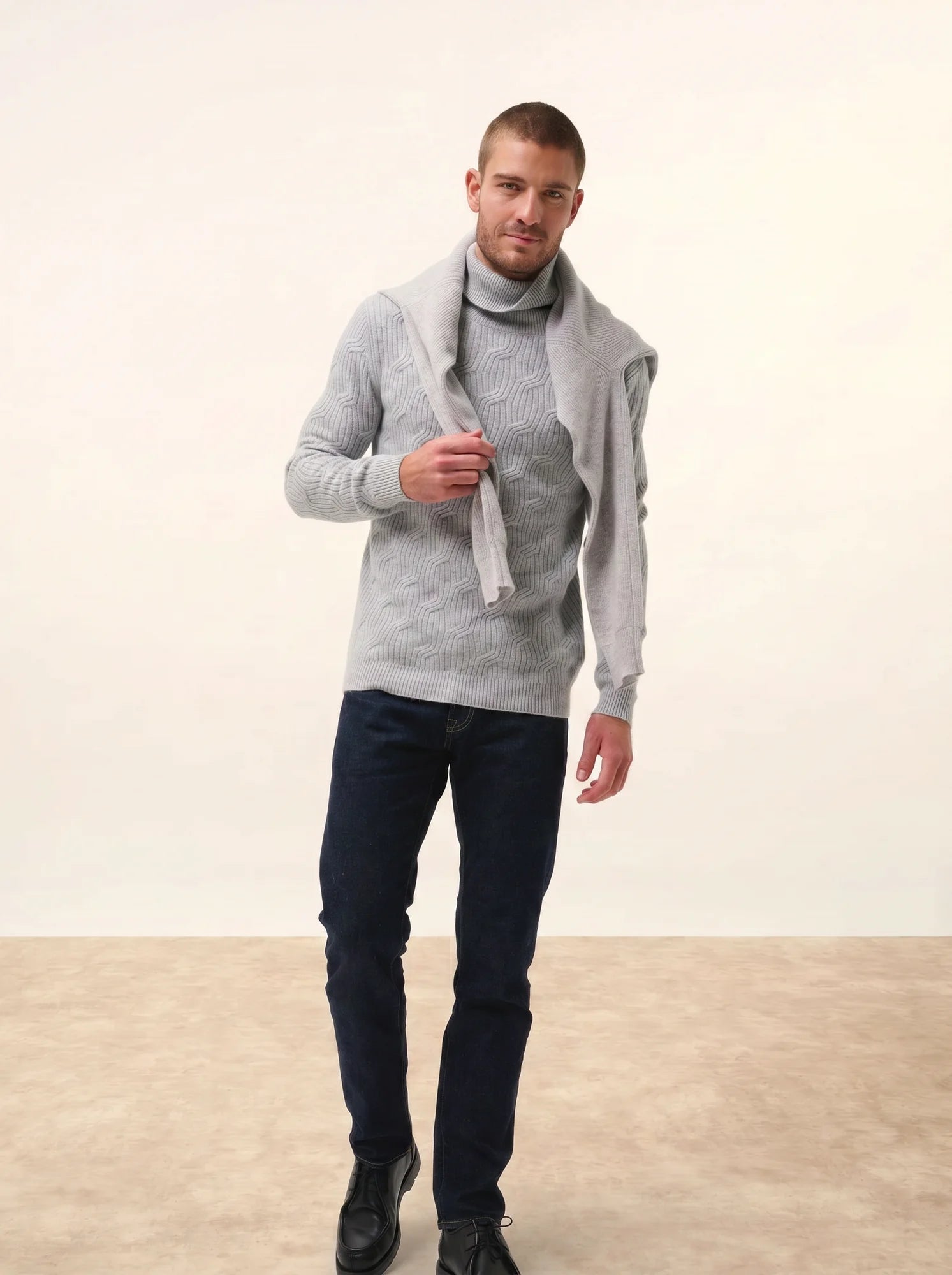 GOBA pullover rollkragen 4-fädig wolke meliert