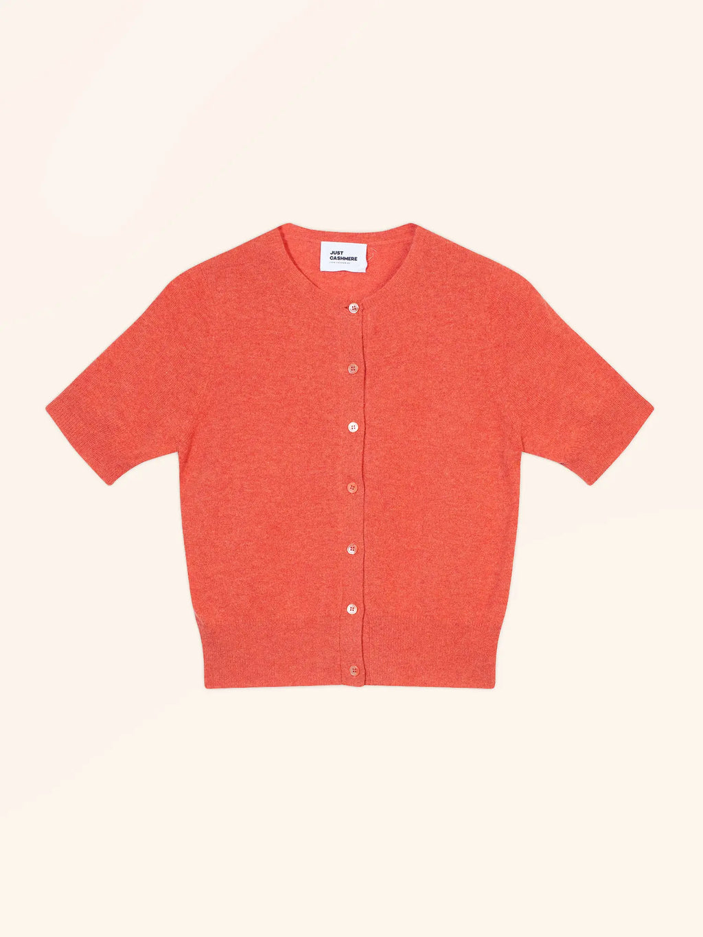 SAMUEL strickjacke rundhalsausschnitt kurzarm orange meliert