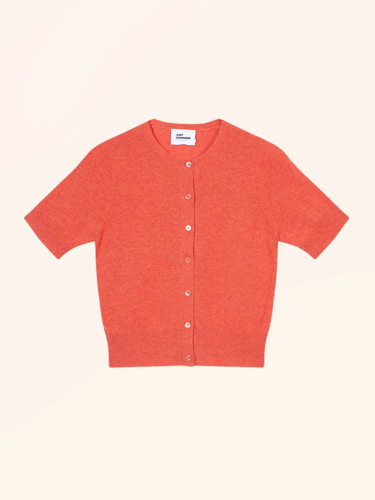 SAMUEL strickjacke rundhalsausschnitt kurzarm orange meliert
