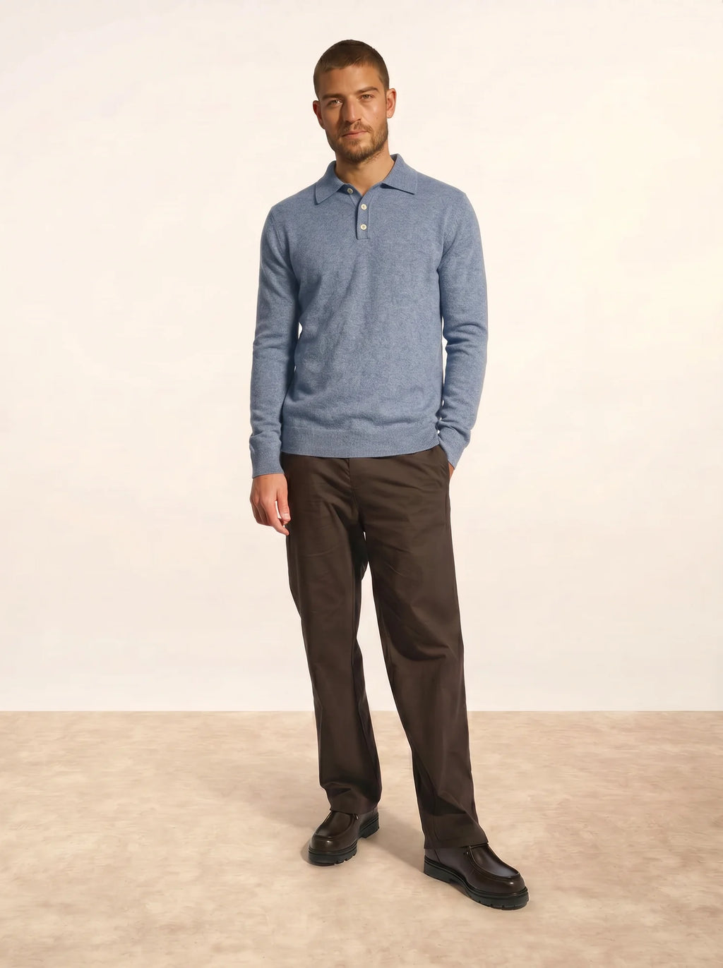 DOUGLAS Polo Manches Longues Bleu Ivoire